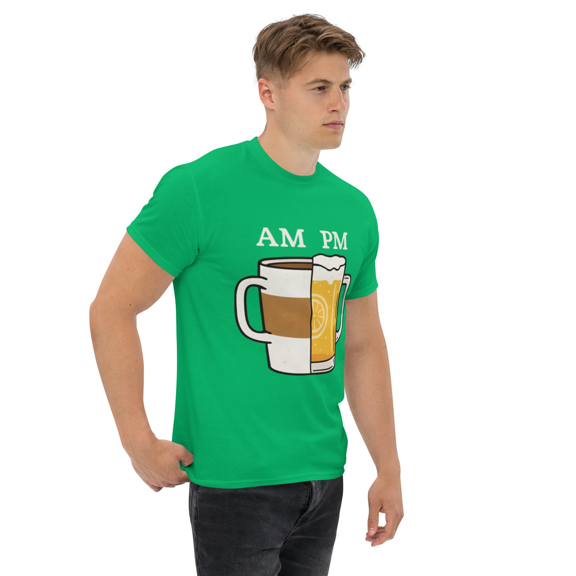 T-Shirt Unisex Stampata 100% Cotone – Confortevole – Design Caffè A.M Birra P.M-Biiply