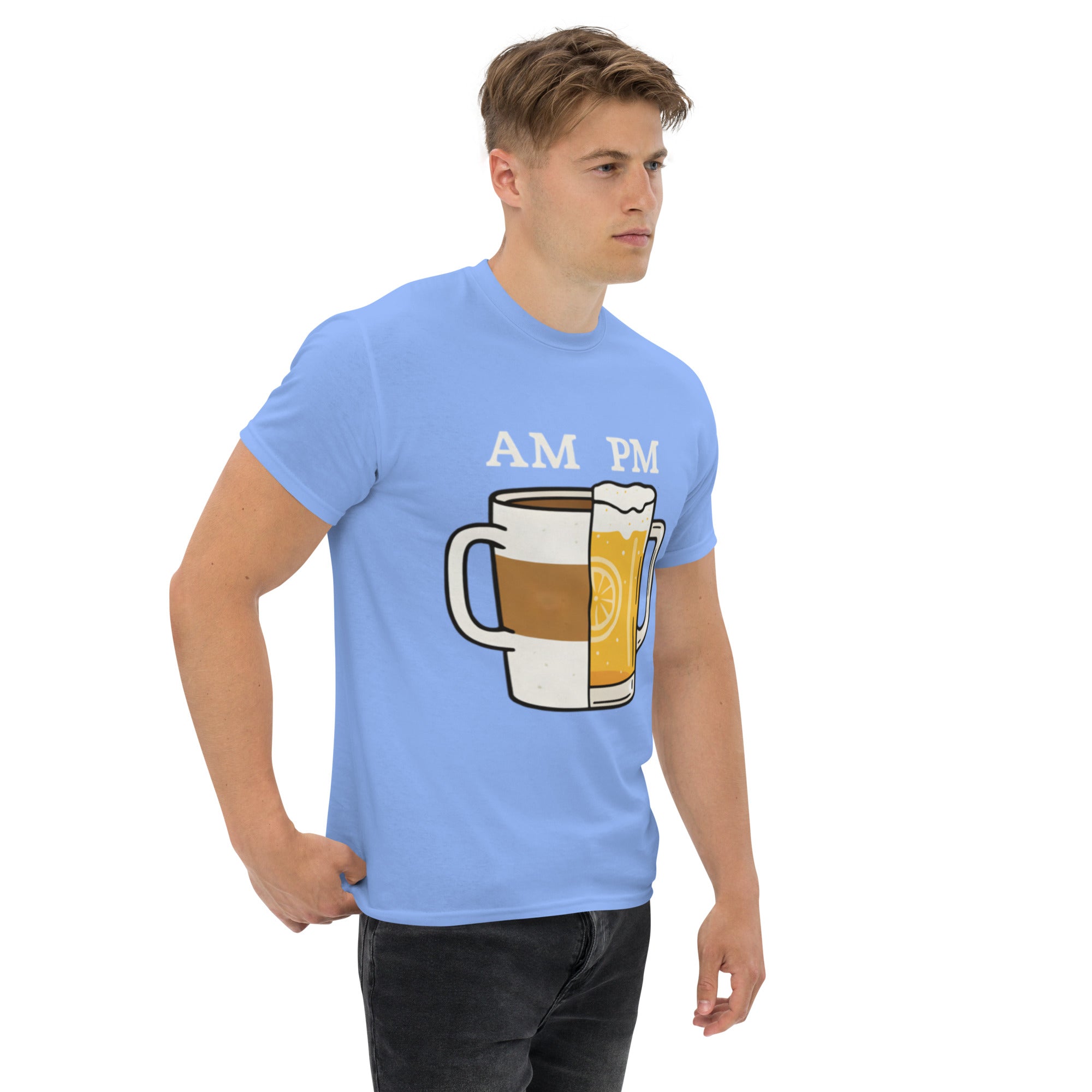 T-Shirt Unisex Stampata 100% Cotone – Confortevole – Design Caffè A.M Birra P.M-Biiply