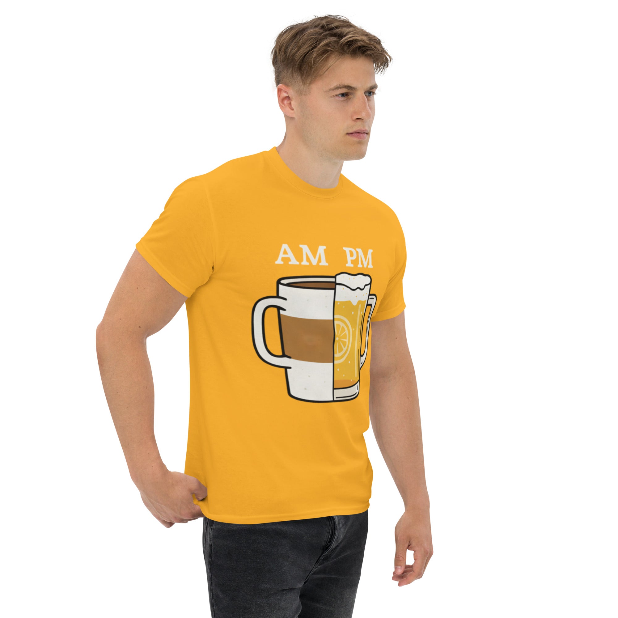 T-Shirt Unisex Stampata 100% Cotone – Confortevole – Design Caffè A.M Birra P.M-Biiply