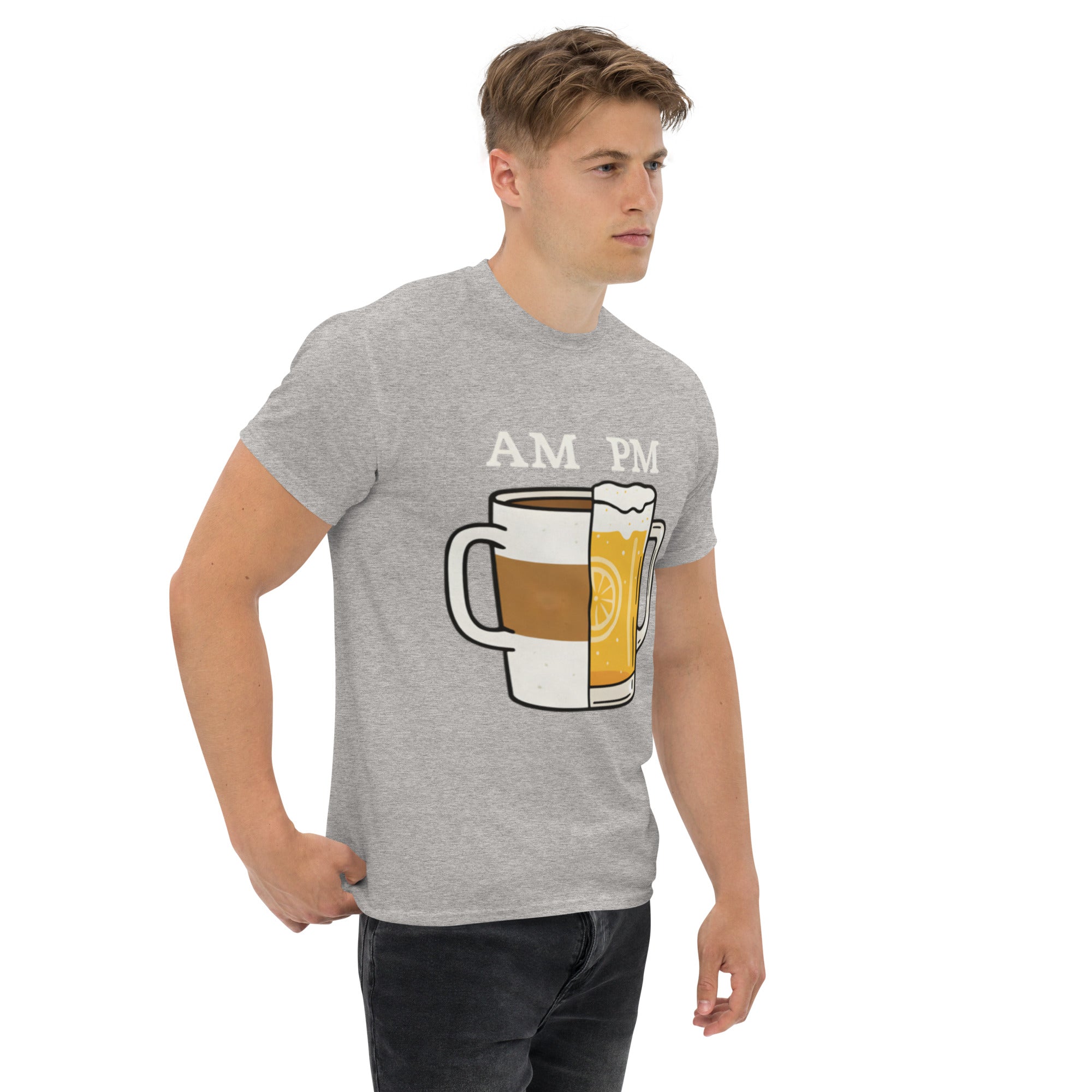 T-Shirt Unisex Stampata 100% Cotone – Confortevole – Design Caffè A.M Birra P.M-Biiply