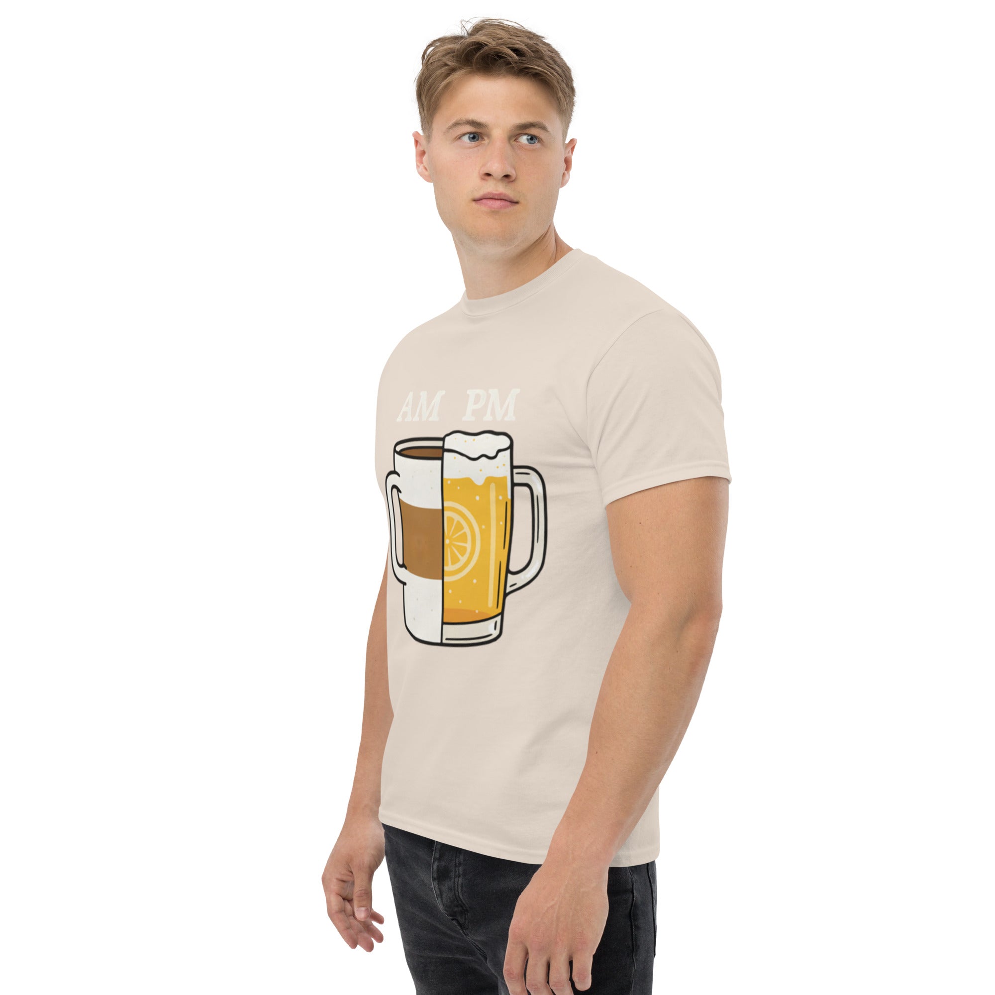 T-Shirt Unisex Stampata 100% Cotone – Confortevole – Design Caffè A.M Birra P.M-Biiply