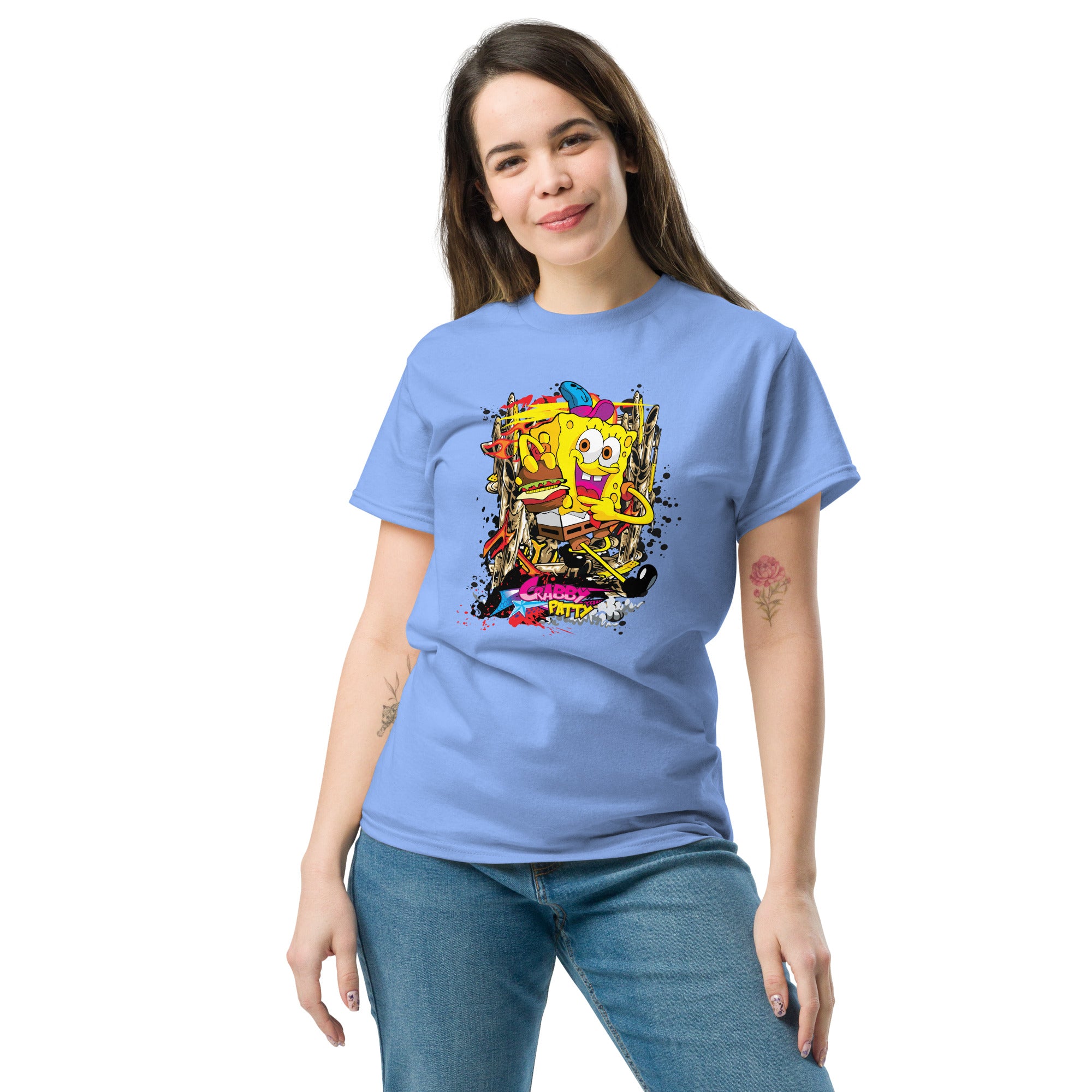 T-Shirt Unisex Stampata 100% Cotone – Confortevole – Design Crabby Patty-Biiply