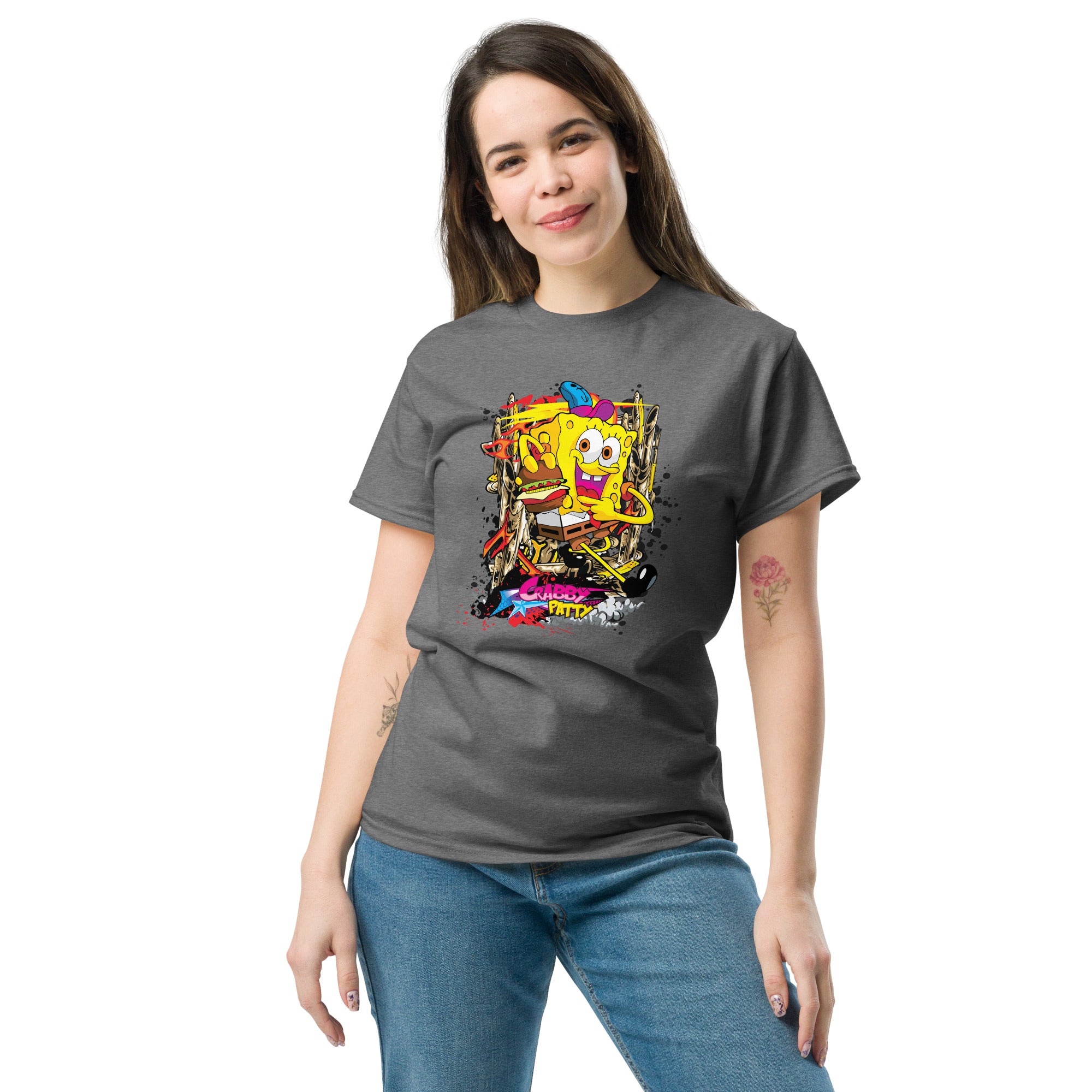 T-Shirt Unisex Stampata 100% Cotone – Confortevole – Design Crabby Patty-Biiply