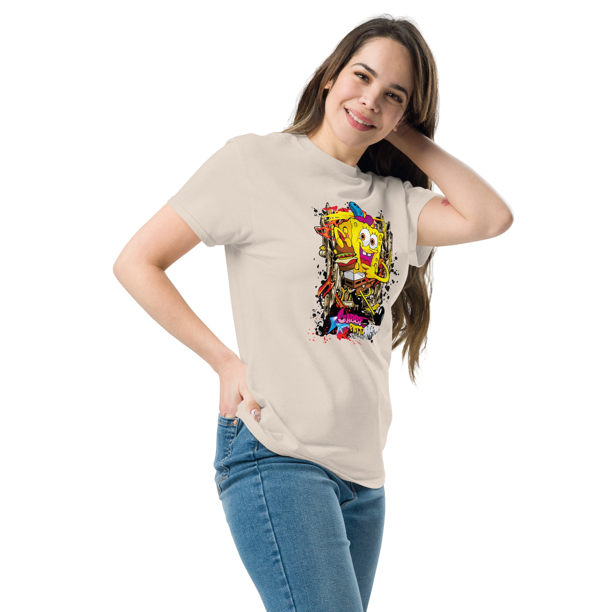 T-Shirt Unisex Stampata 100% Cotone – Confortevole – Design Crabby Patty-Biiply