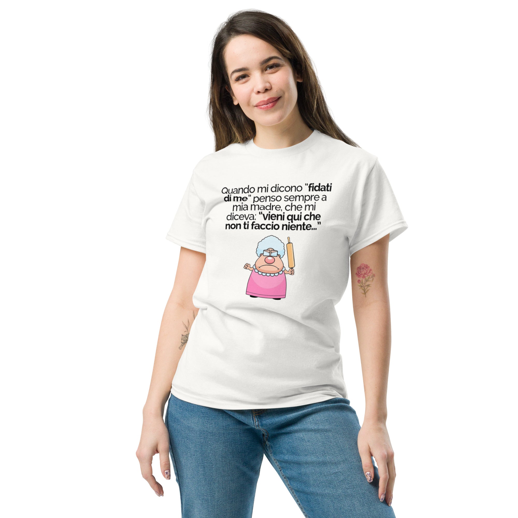 T-Shirt Unisex Stampata 100% Cotone – Confortevole – Design Fidati di me ... Non ti faccio niente-Biiply