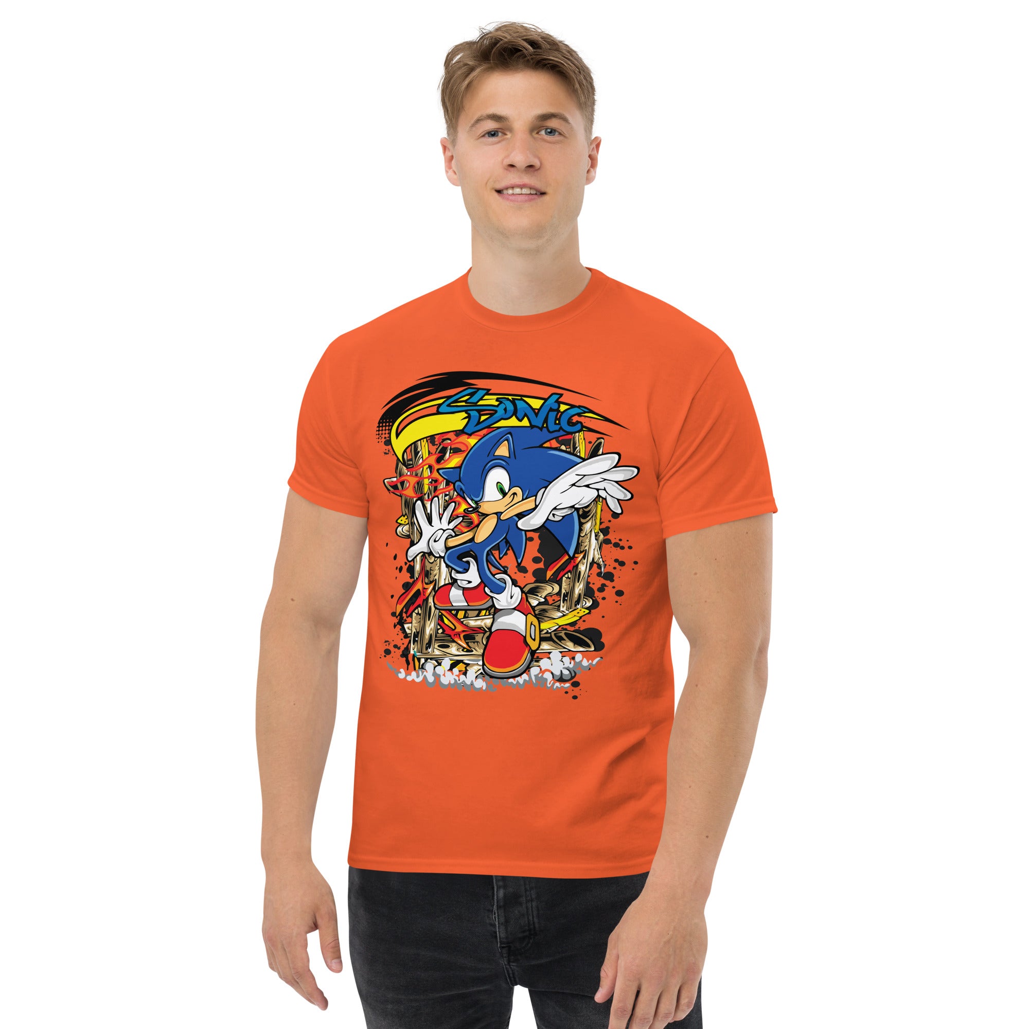 T-Shirt Unisex Stampata 100% Cotone – Confortevole – Design Graffito Sonic-Biiply