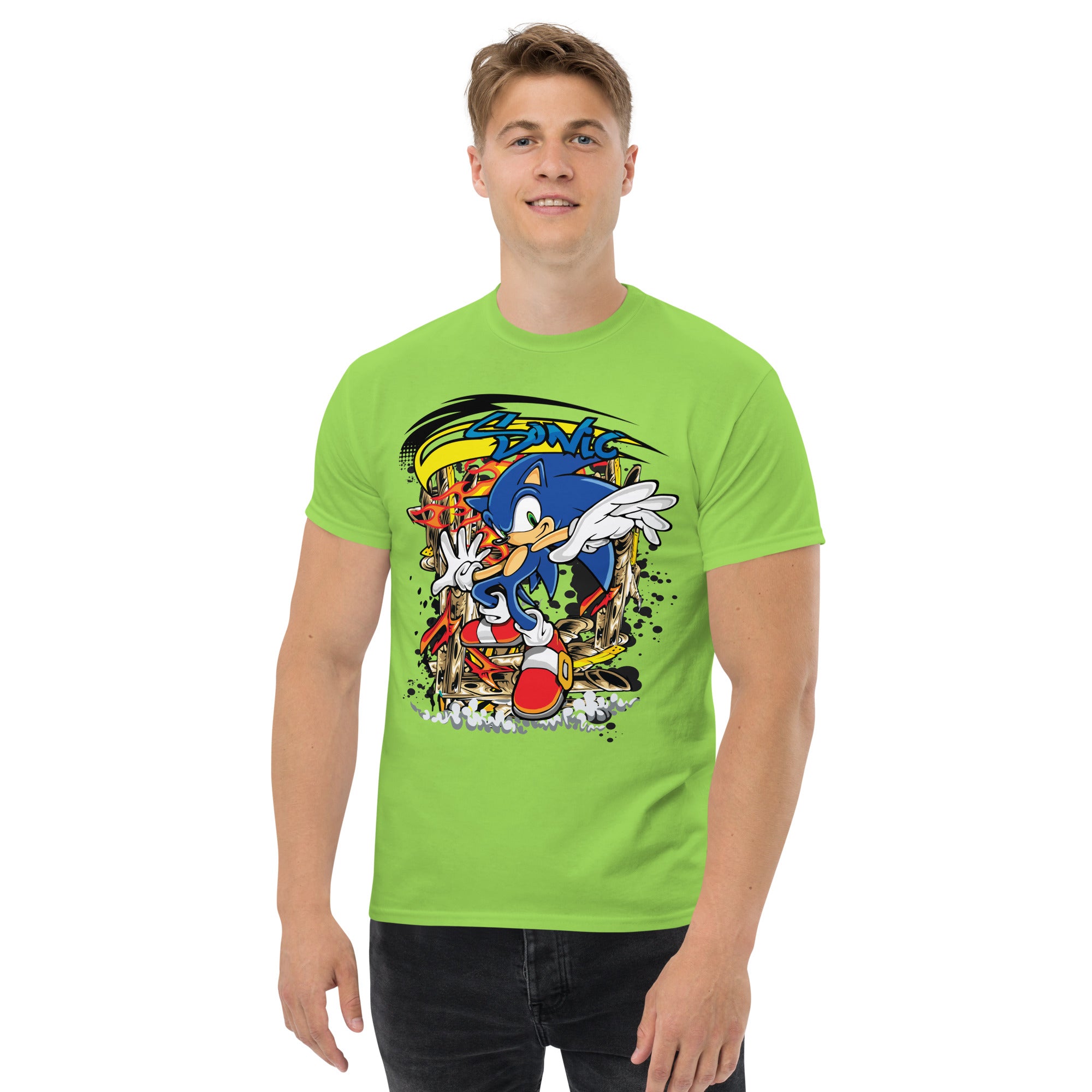 T-Shirt Unisex Stampata 100% Cotone – Confortevole – Design Graffito Sonic-Biiply