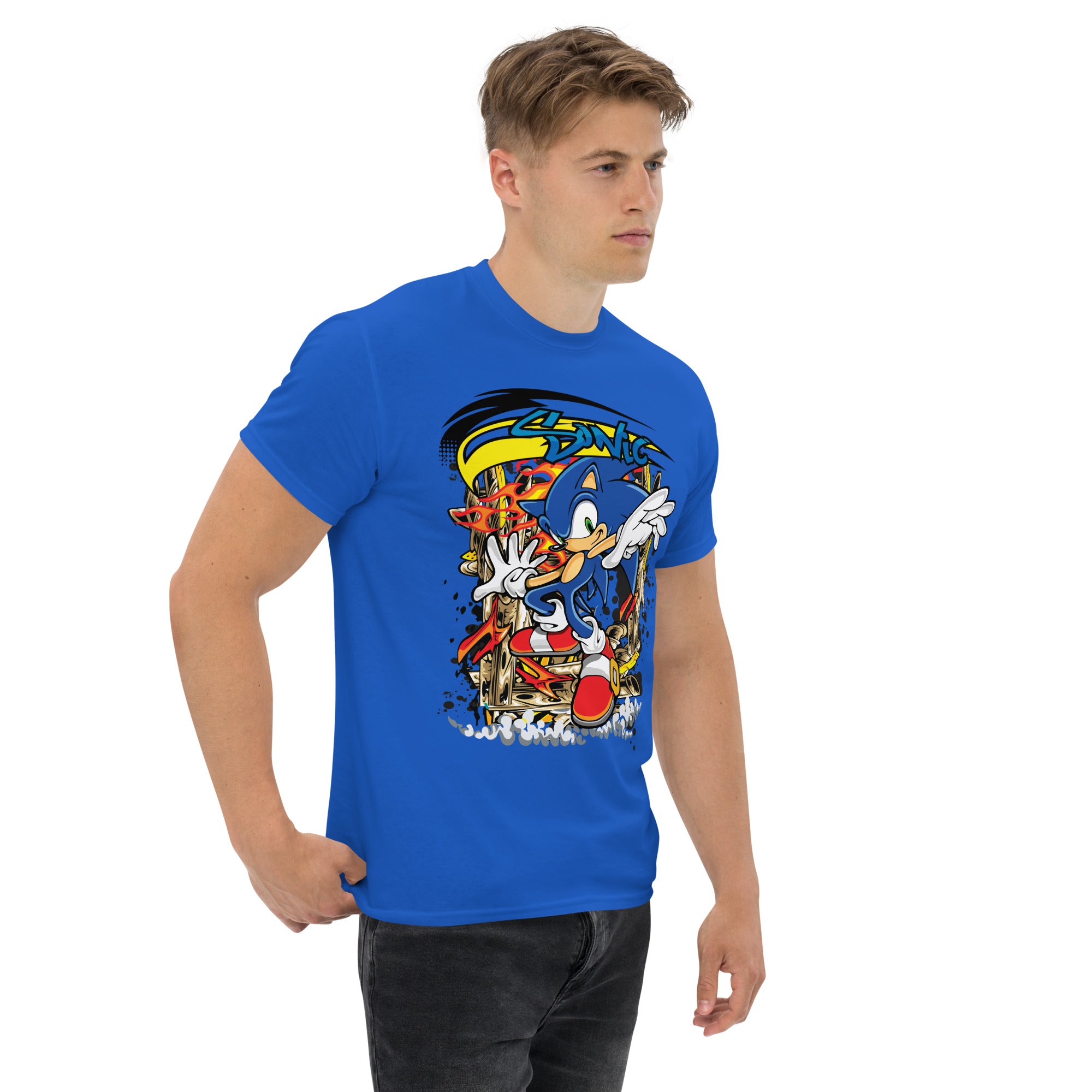 T-Shirt Unisex Stampata 100% Cotone – Confortevole – Design Graffito Sonic-Biiply