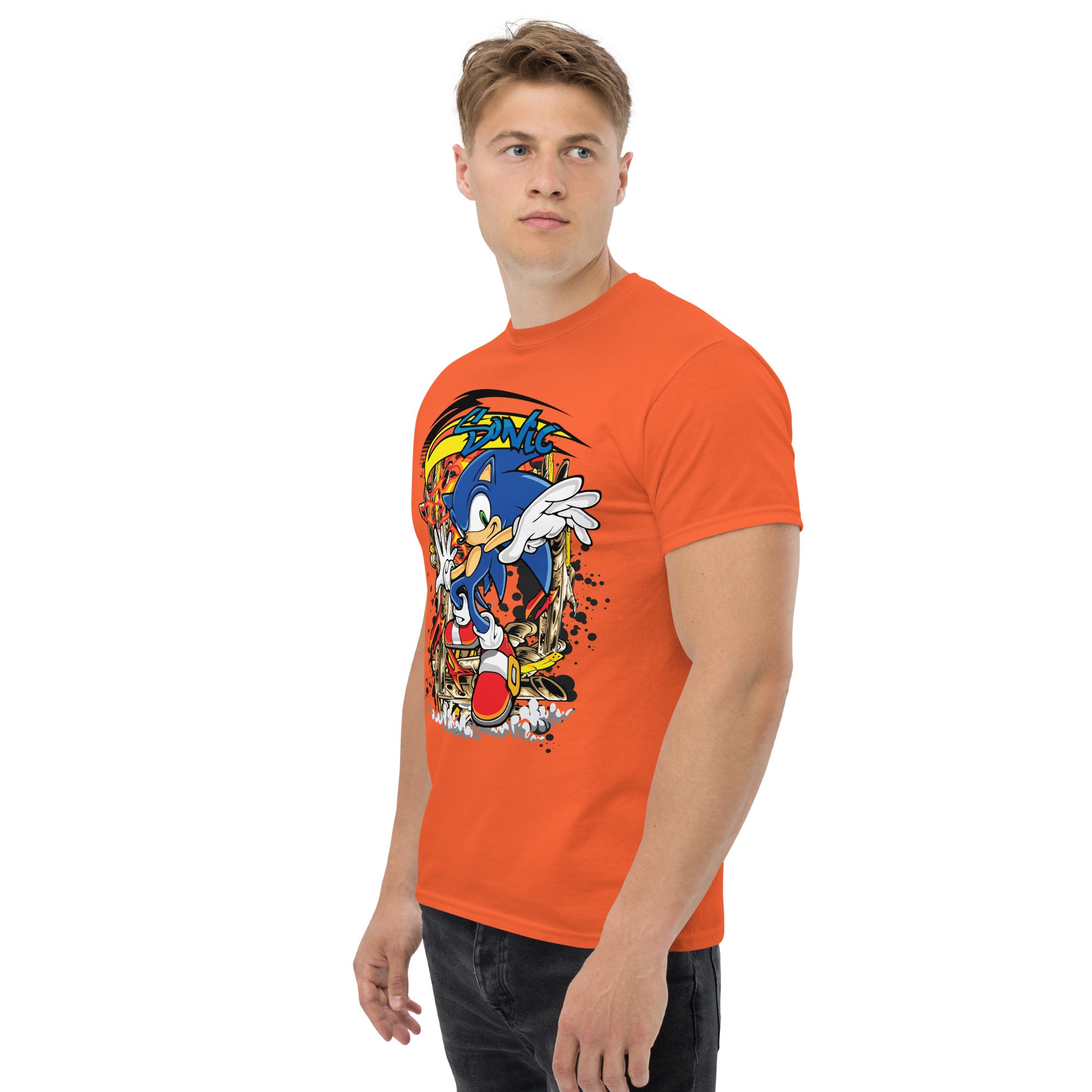 T-Shirt Unisex Stampata 100% Cotone – Confortevole – Design Graffito Sonic-Biiply