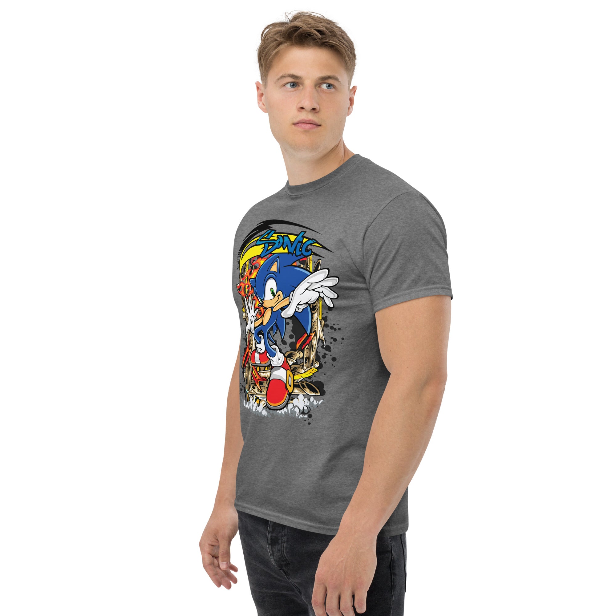 T-Shirt Unisex Stampata 100% Cotone – Confortevole – Design Graffito Sonic-Biiply