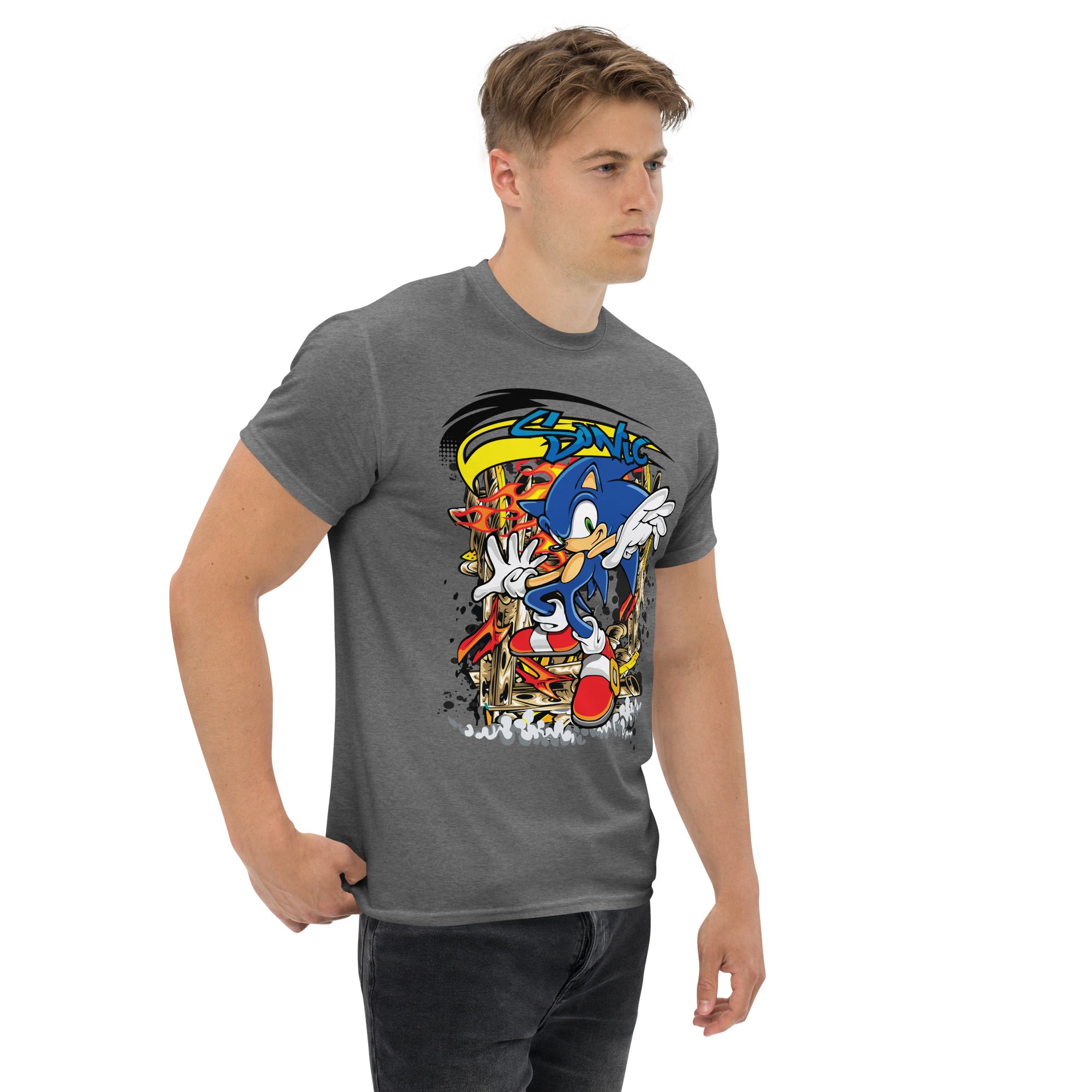 T-Shirt Unisex Stampata 100% Cotone – Confortevole – Design Graffito Sonic-Biiply
