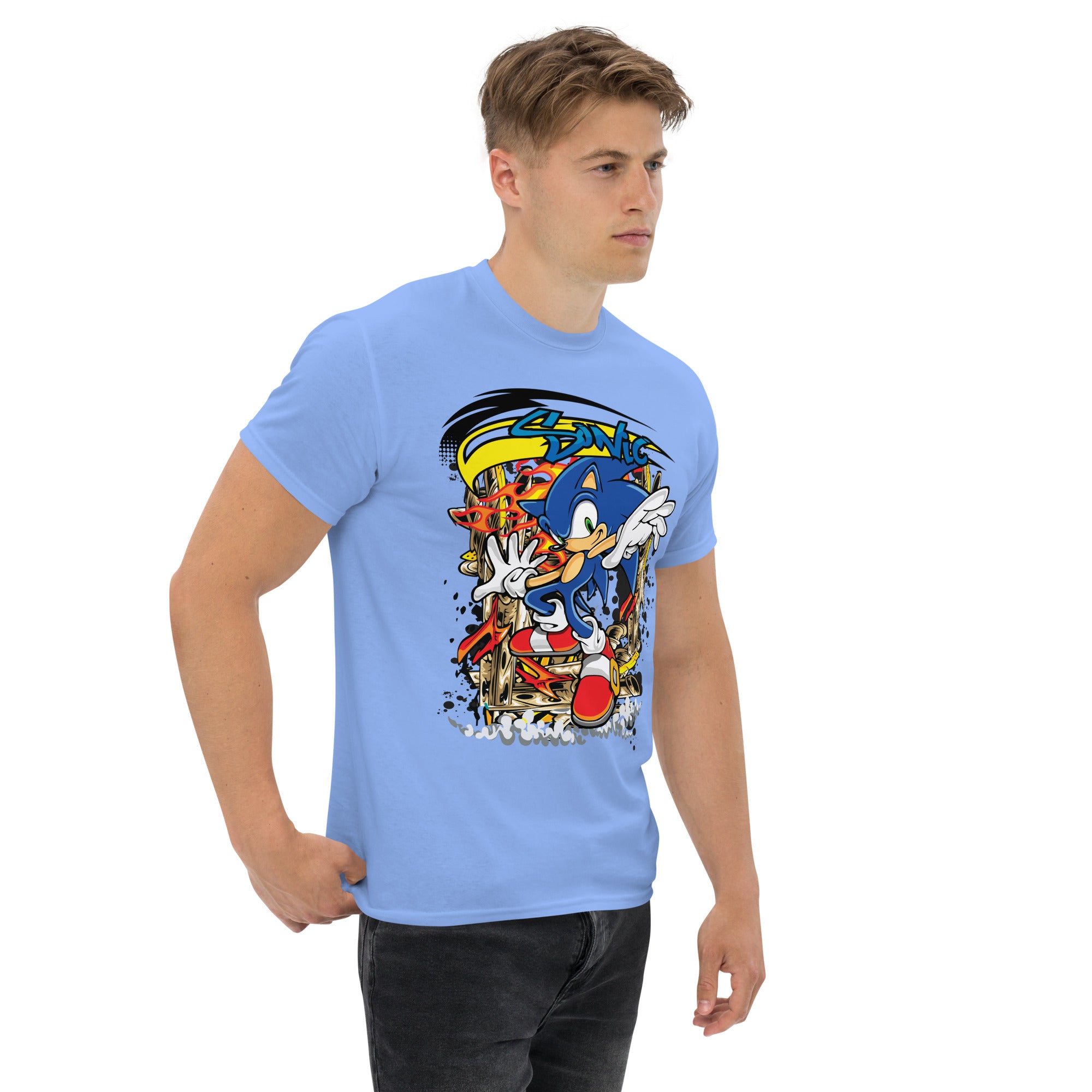 T-Shirt Unisex Stampata 100% Cotone – Confortevole – Design Graffito Sonic-Biiply