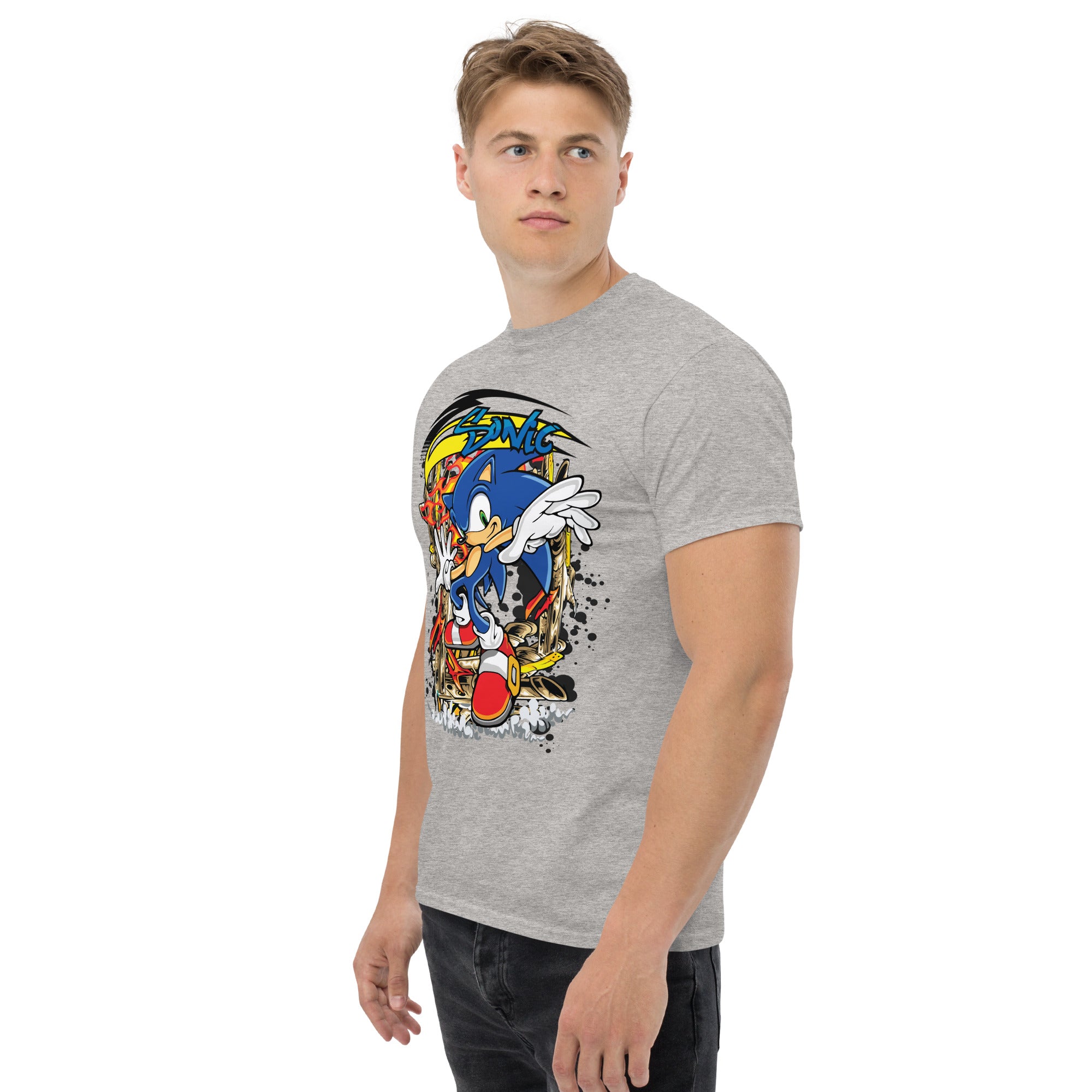T-Shirt Unisex Stampata 100% Cotone – Confortevole – Design Graffito Sonic-Biiply