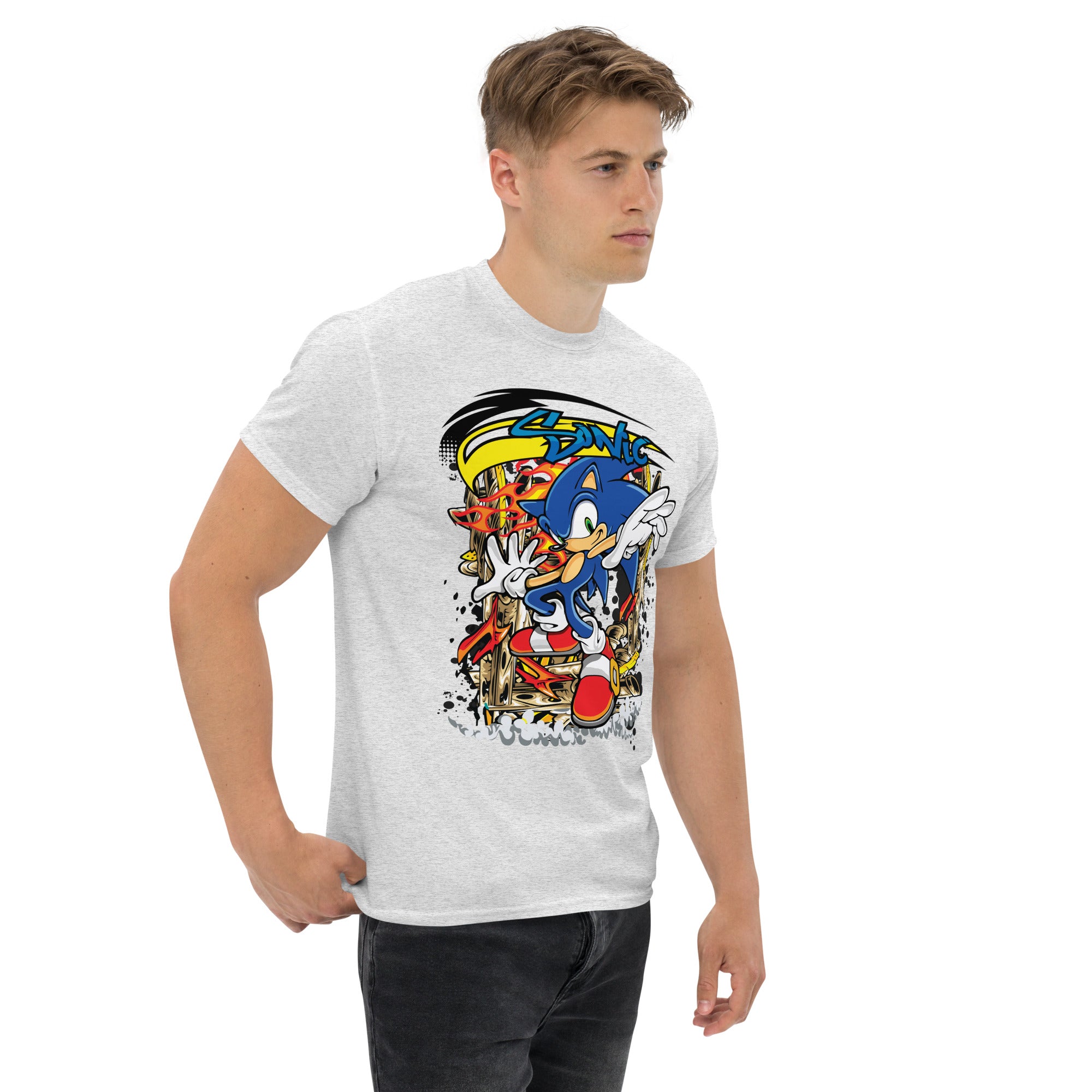 T-Shirt Unisex Stampata 100% Cotone – Confortevole – Design Graffito Sonic-Biiply