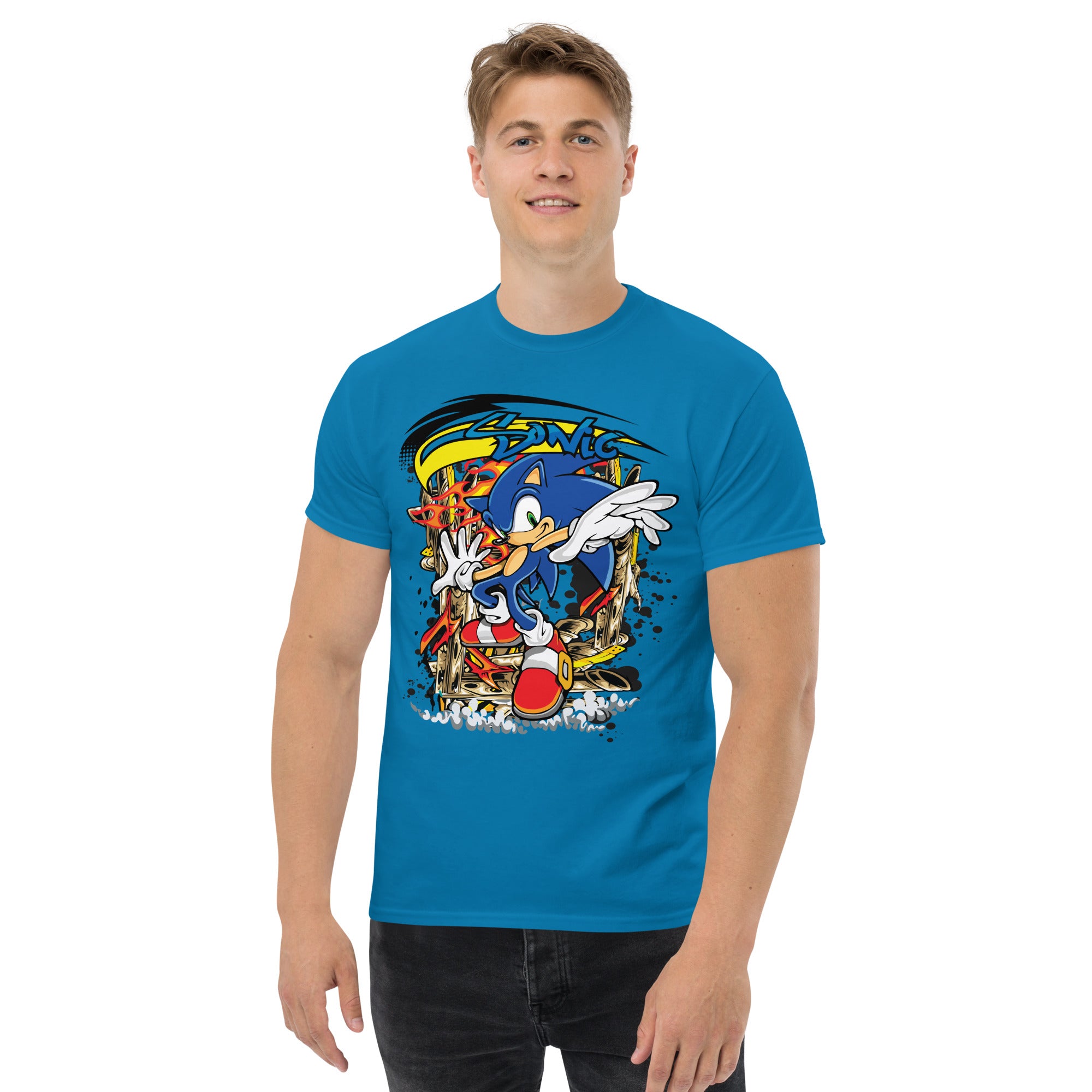 T-Shirt Unisex Stampata 100% Cotone – Confortevole – Design Graffito Sonic-Biiply