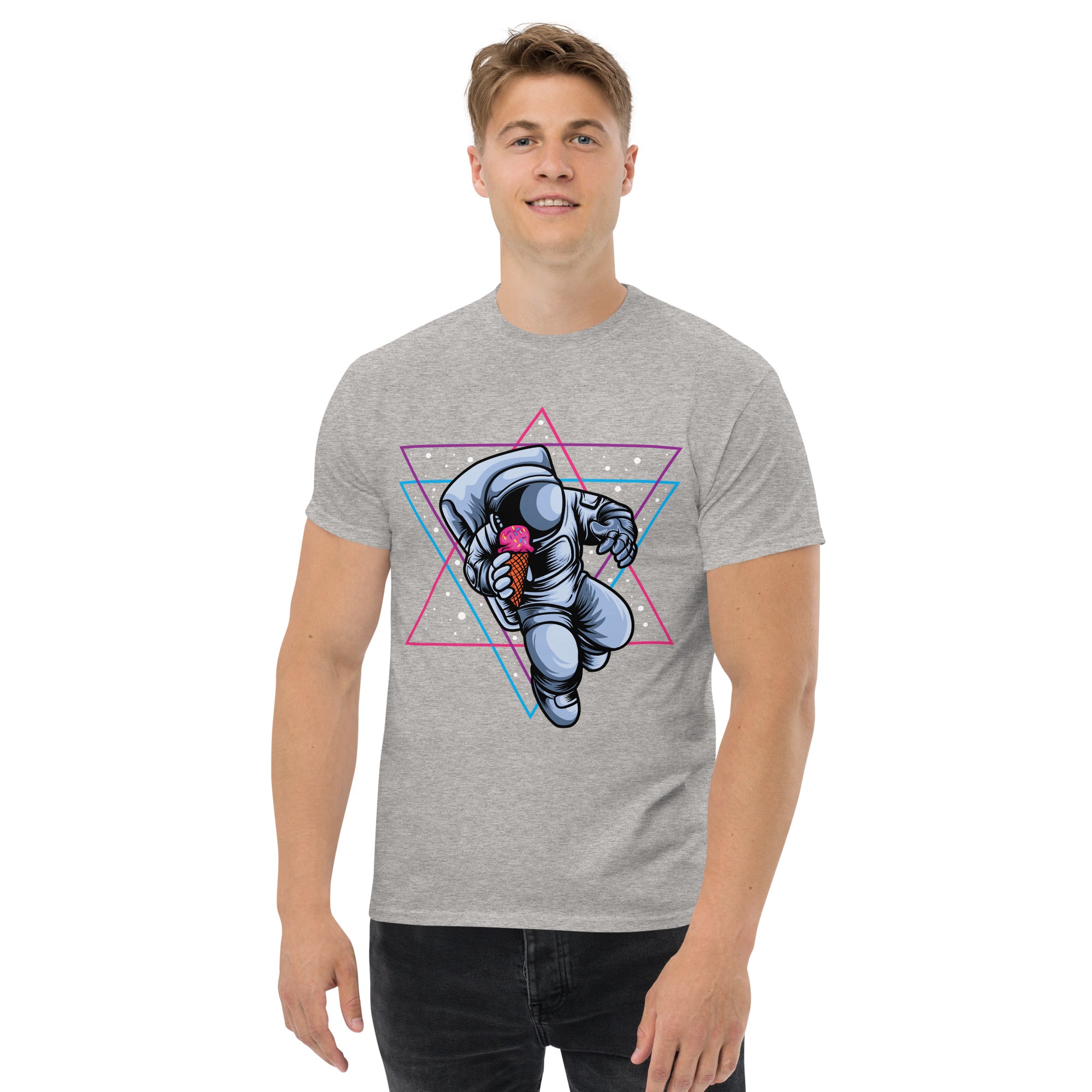 T-Shirt Unisex Stampata 100% Cotone – Confortevole – Design Ice Cream on the space-Biiply