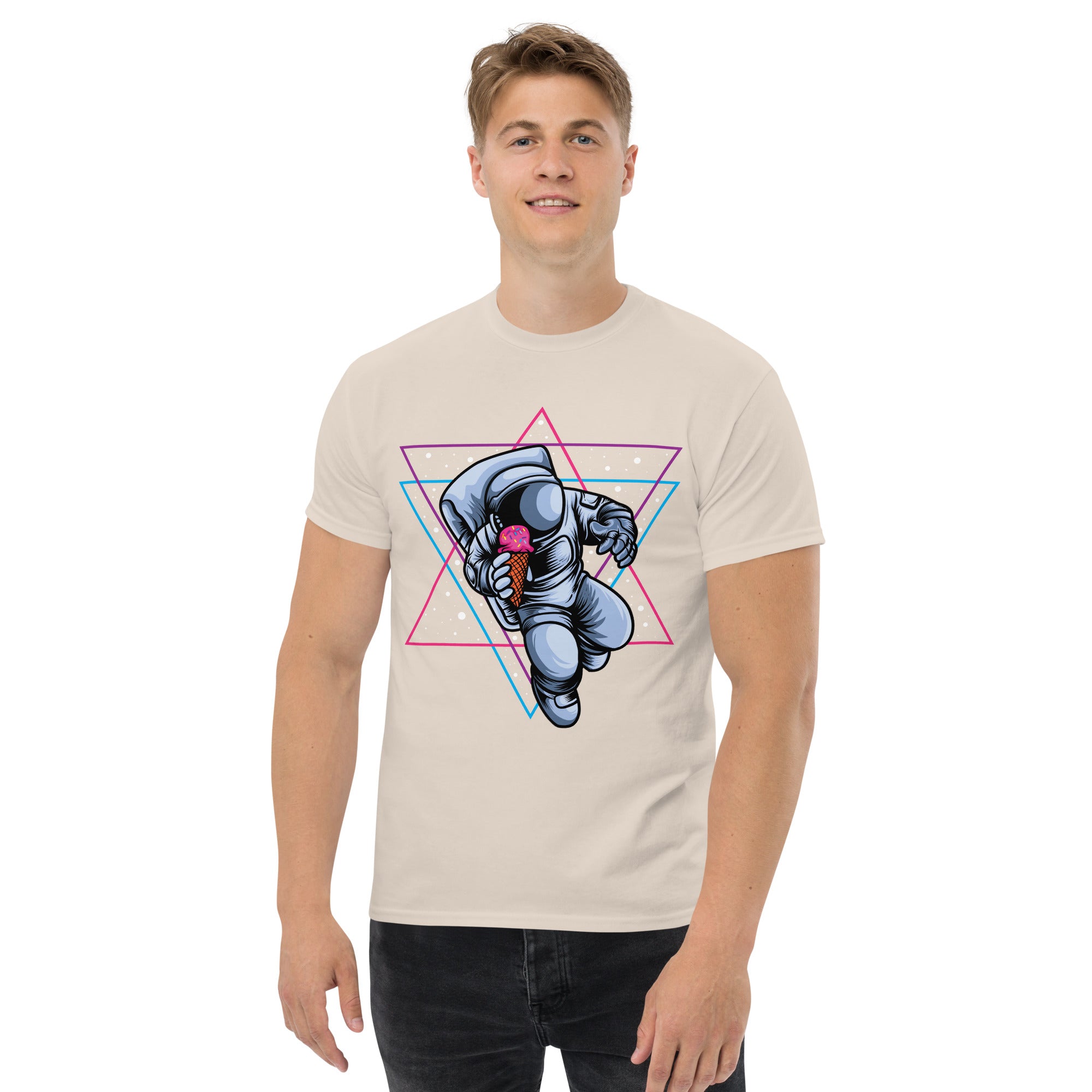 T-Shirt Unisex Stampata 100% Cotone – Confortevole – Design Ice Cream on the space-Biiply
