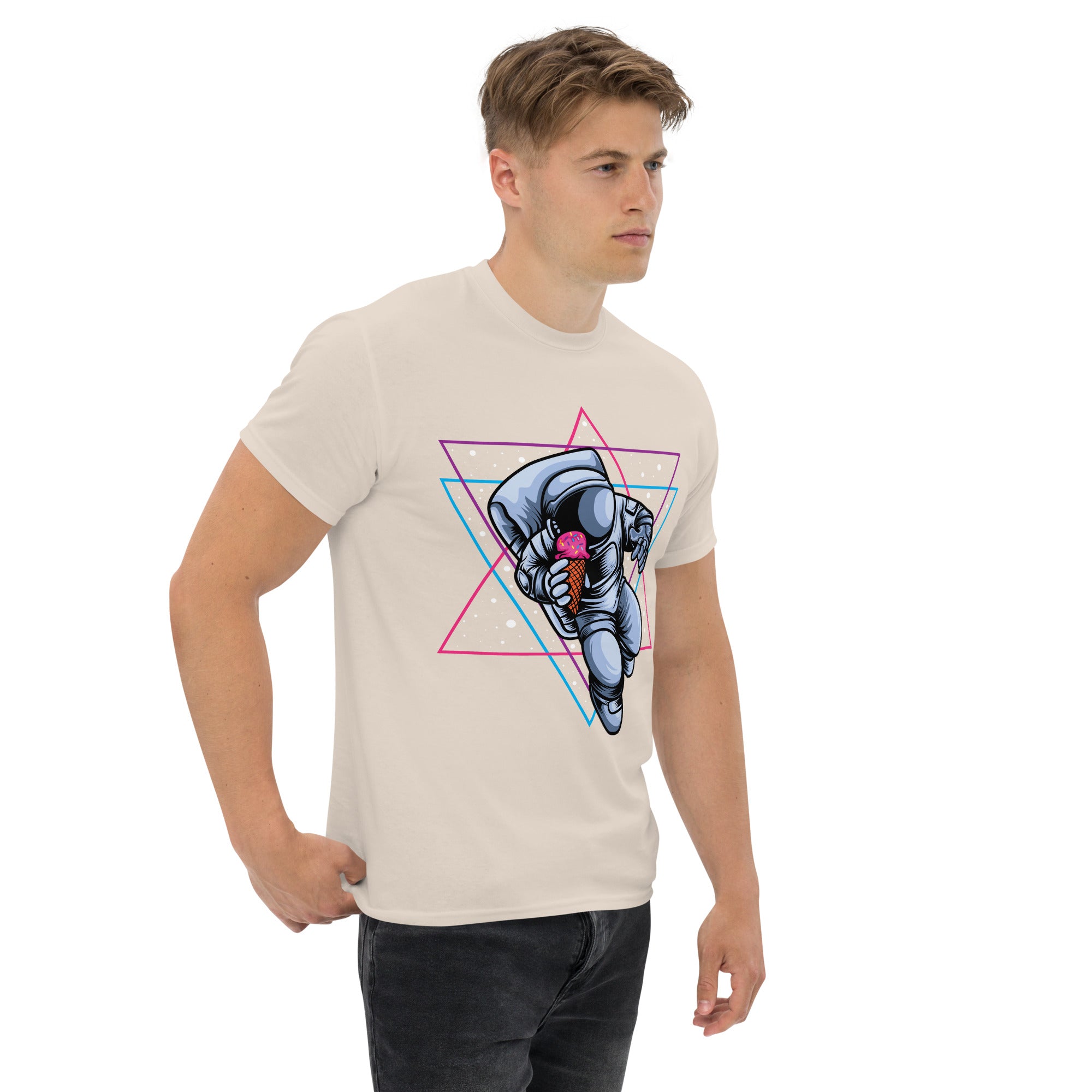 T-Shirt Unisex Stampata 100% Cotone – Confortevole – Design Ice Cream on the space-Biiply