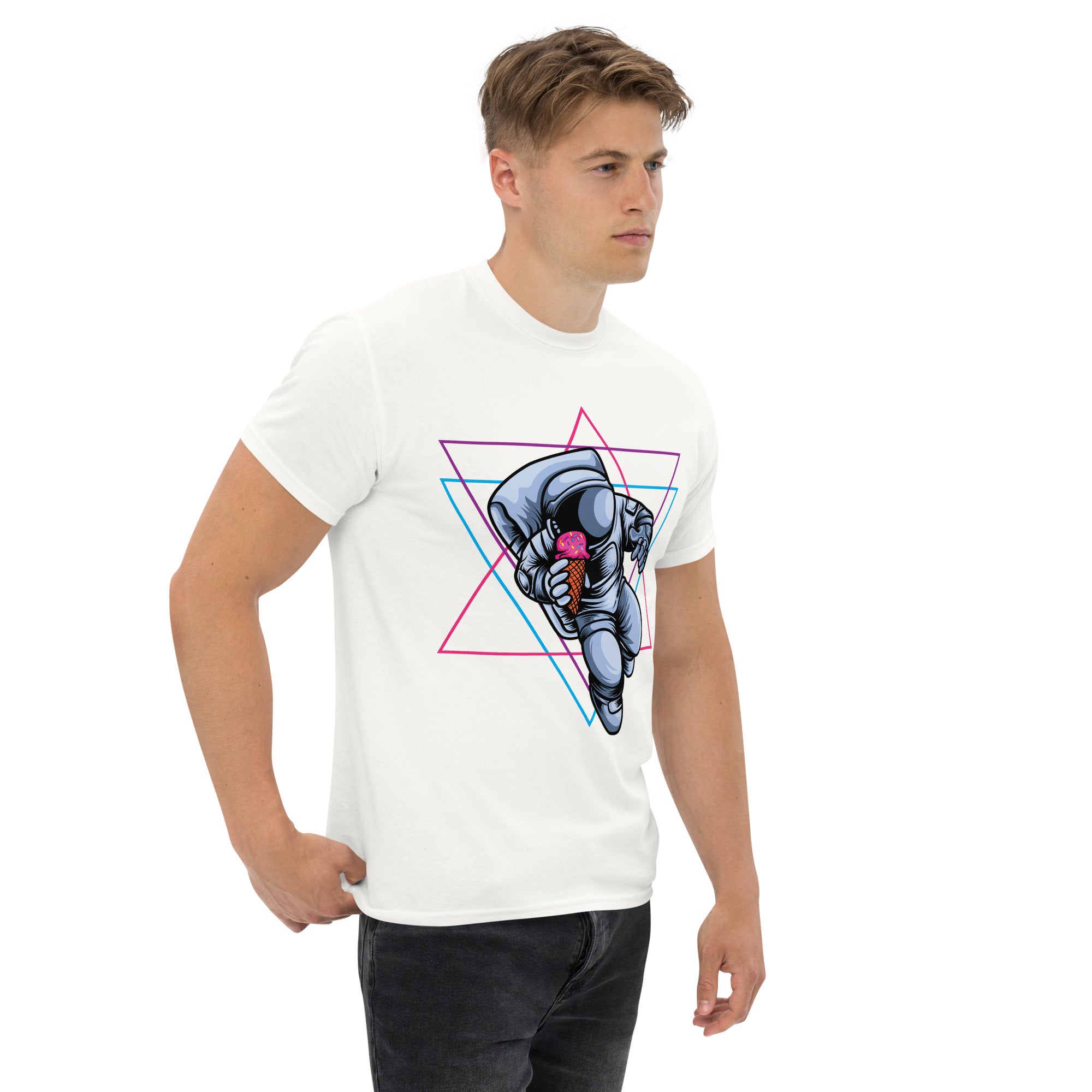 T-Shirt Unisex Stampata 100% Cotone – Confortevole – Design Ice Cream on the space-Biiply