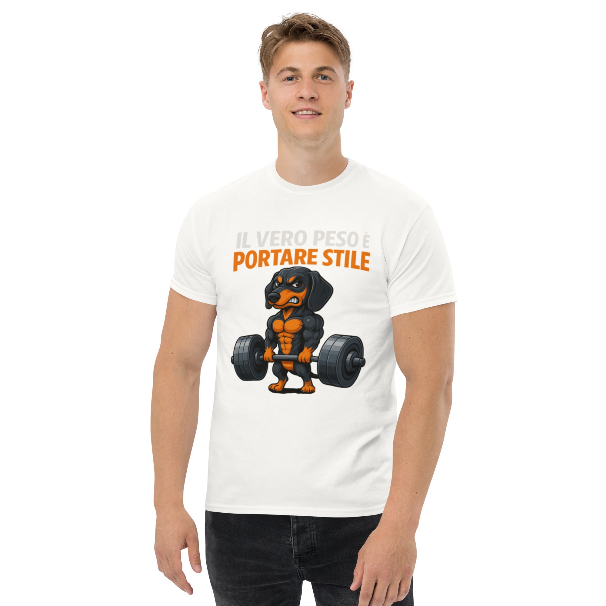 T-Shirt Unisex Stampata 100% Cotone – Confortevole – Design Il Vero Peso è Portare Stile-Biiply