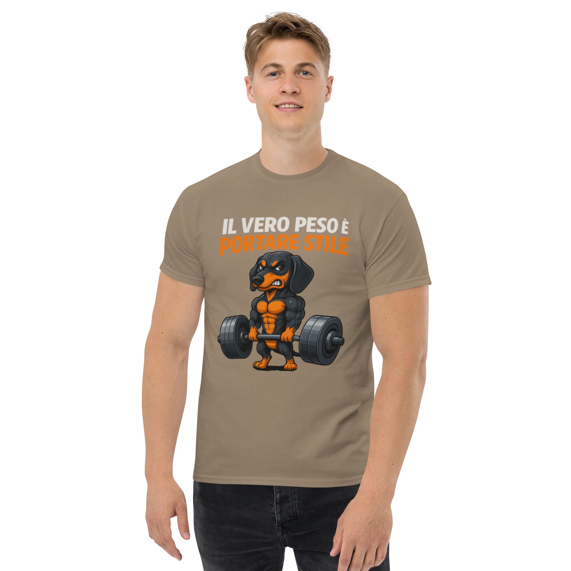 T-Shirt Unisex Stampata 100% Cotone – Confortevole – Design Il Vero Peso è Portare Stile-Biiply