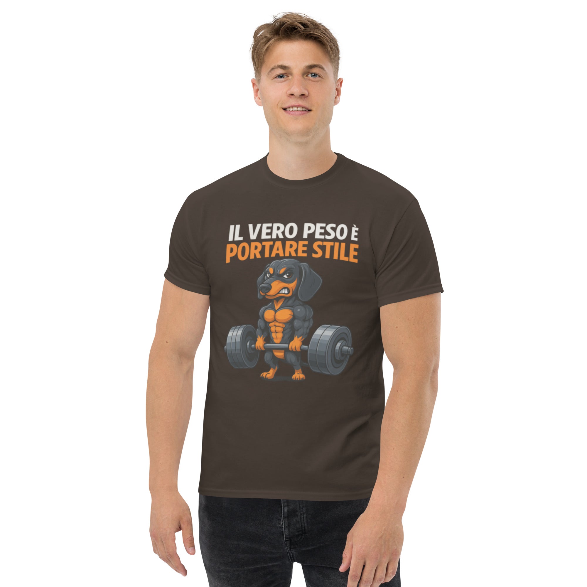 T-Shirt Unisex Stampata 100% Cotone – Confortevole – Design Il Vero Peso è Portare Stile-Biiply