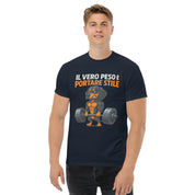 T-Shirt Unisex Stampata 100% Cotone – Confortevole – Design Il Vero Peso è Portare Stile-Biiply