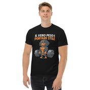T-Shirt Unisex Stampata 100% Cotone – Confortevole – Design Il Vero Peso è Portare Stile-Biiply