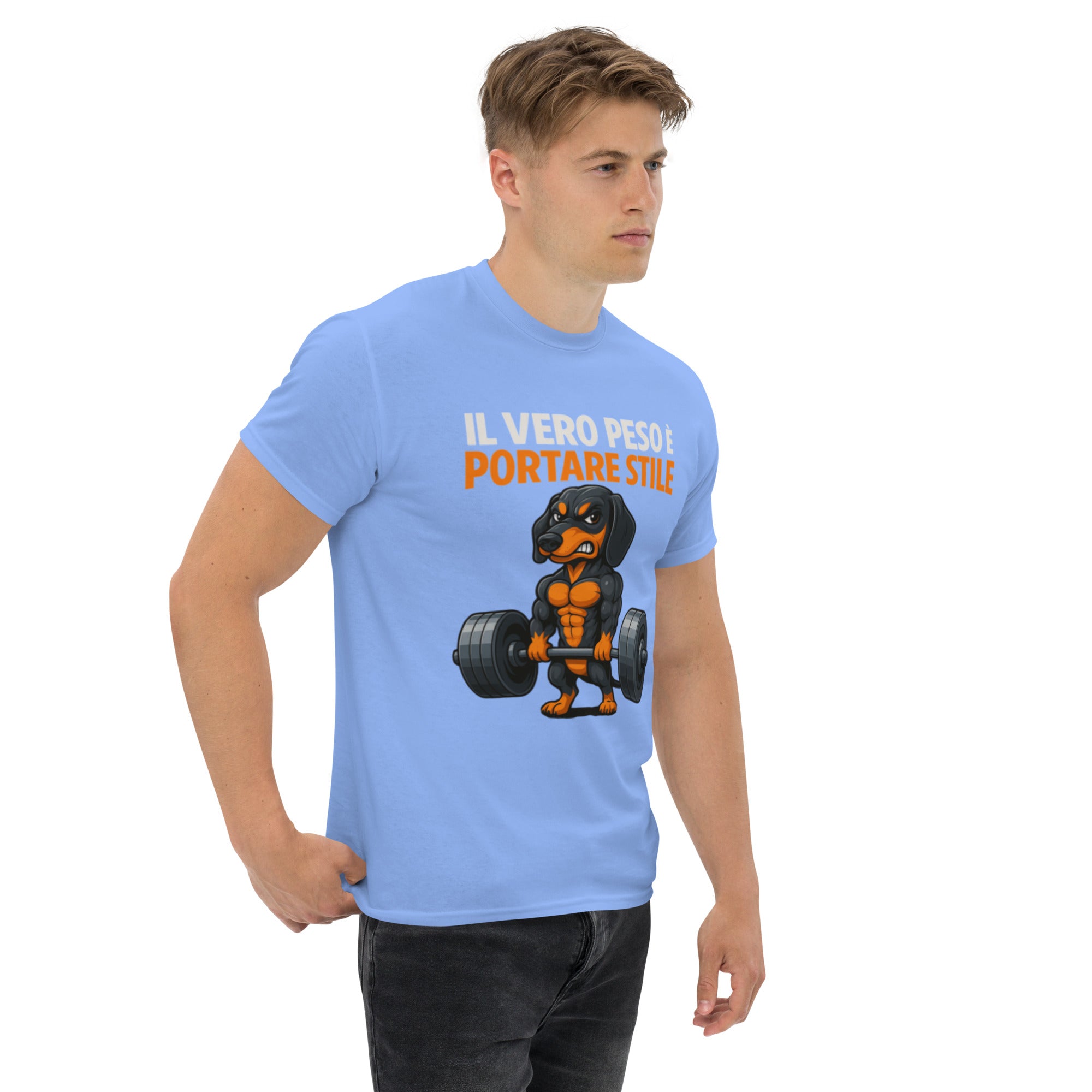 T-Shirt Unisex Stampata 100% Cotone – Confortevole – Design Il Vero Peso è Portare Stile-Biiply