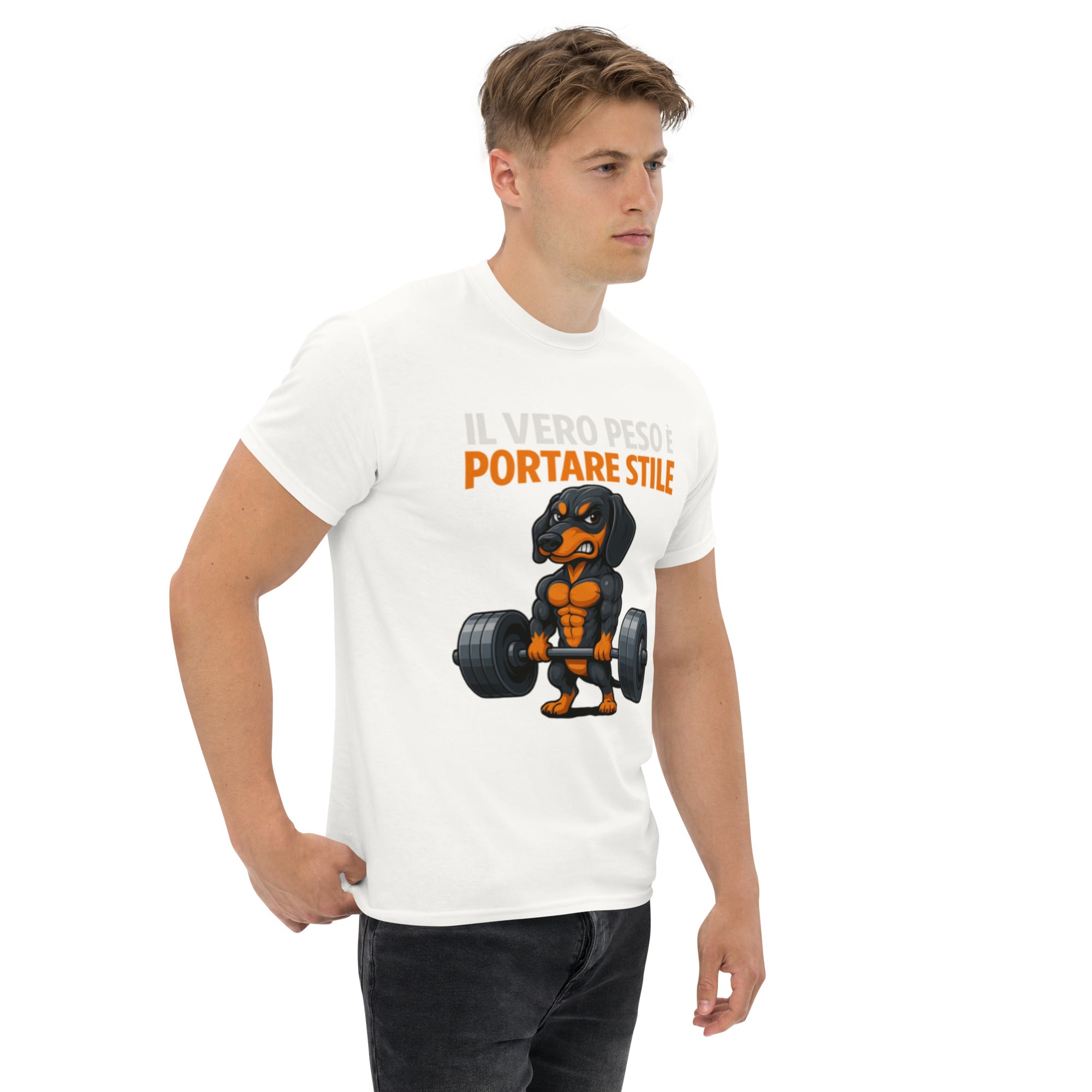 T-Shirt Unisex Stampata 100% Cotone – Confortevole – Design Il Vero Peso è Portare Stile-Biiply