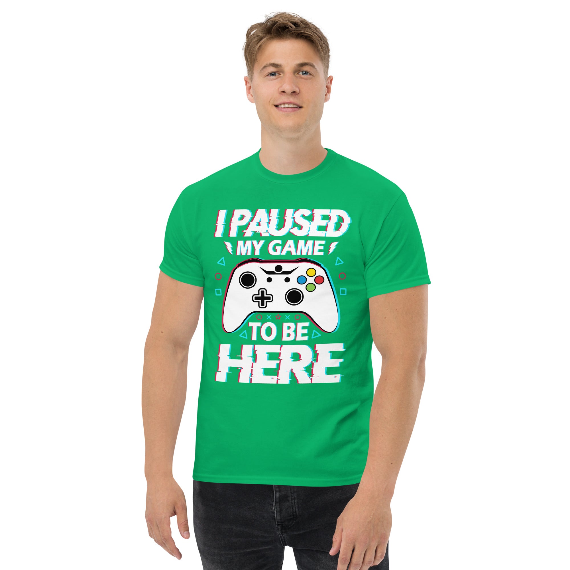 T-Shirt Unisex Stampata 100% Cotone – Confortevole – Design I'm Paused My Game To Be Here-Biiply