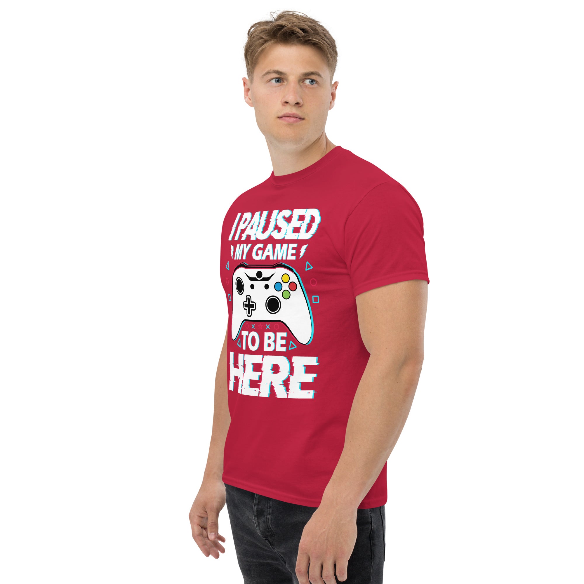 T-Shirt Unisex Stampata 100% Cotone – Confortevole – Design I'm Paused My Game To Be Here-Biiply