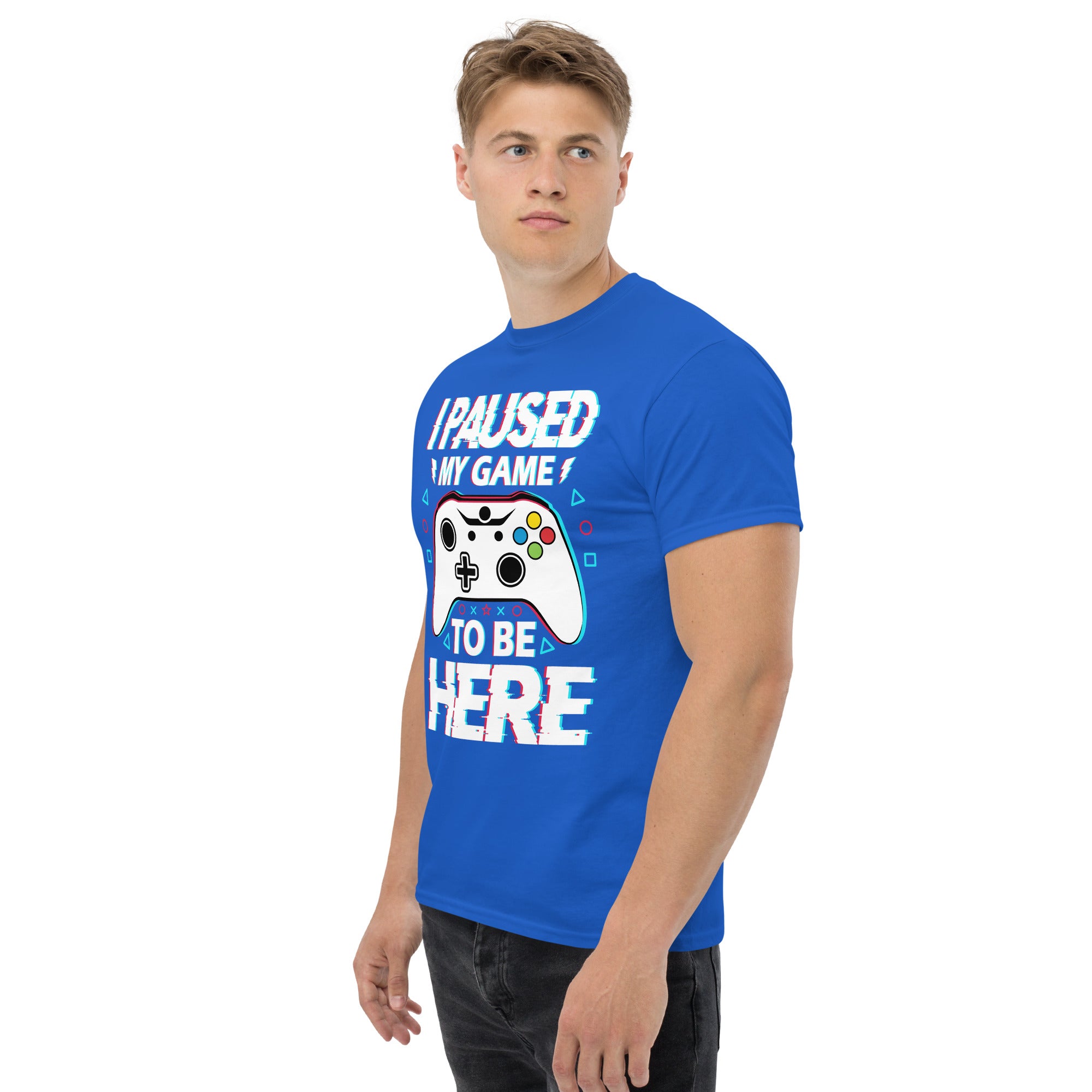 T-Shirt Unisex Stampata 100% Cotone – Confortevole – Design I'm Paused My Game To Be Here-Biiply