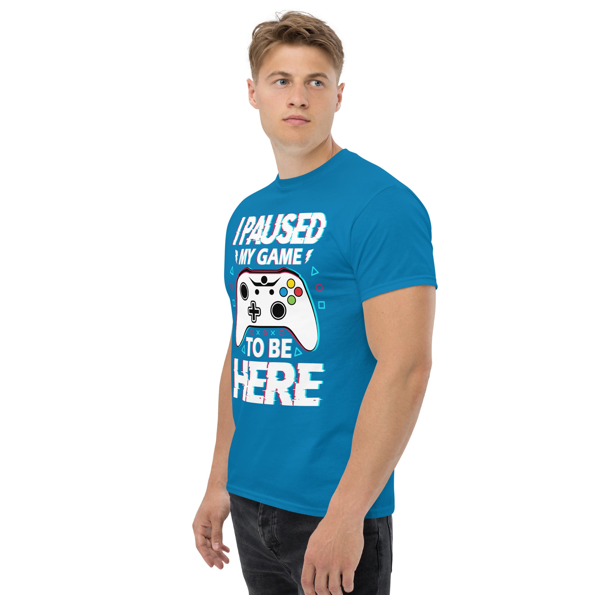 T-Shirt Unisex Stampata 100% Cotone – Confortevole – Design I'm Paused My Game To Be Here-Biiply