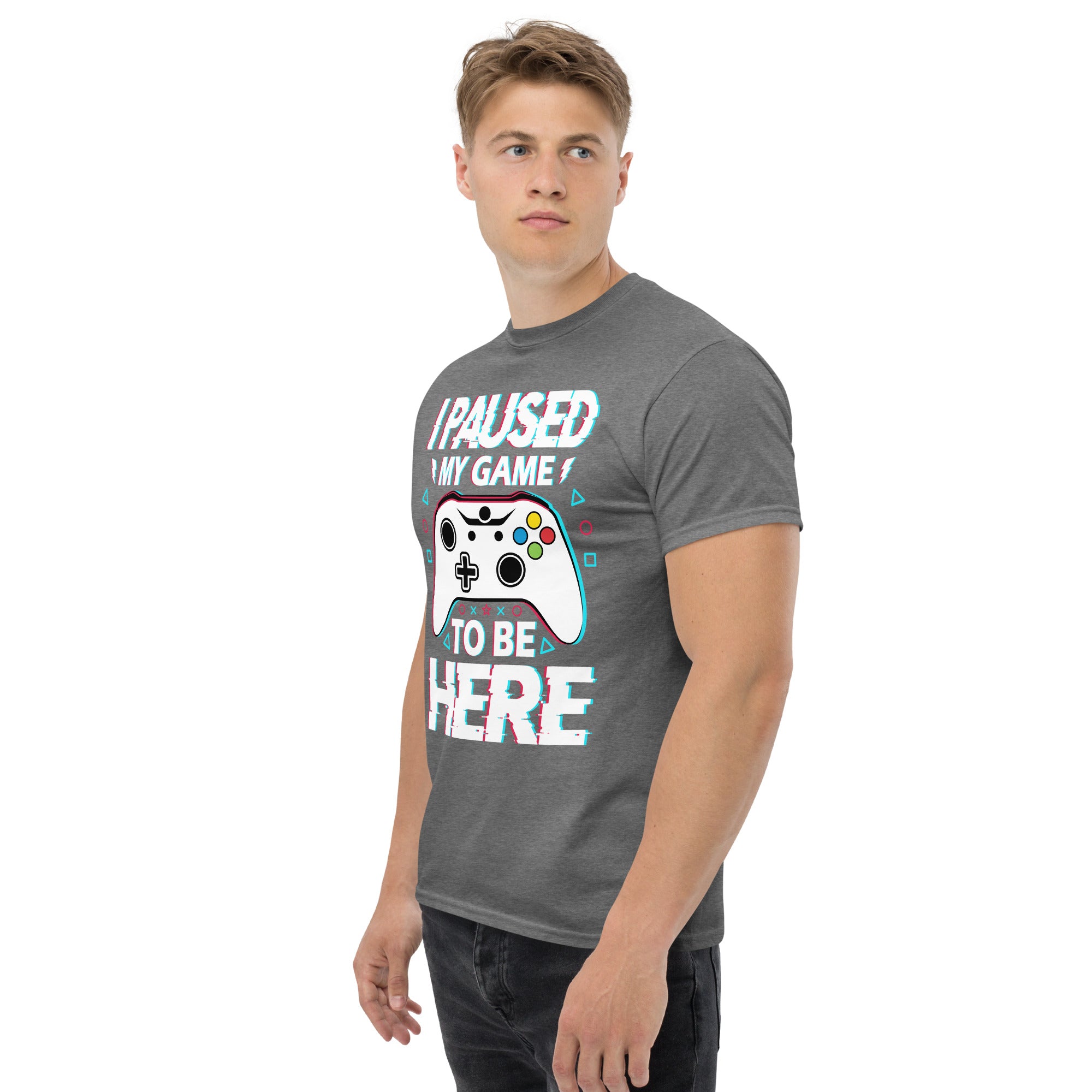 T-Shirt Unisex Stampata 100% Cotone – Confortevole – Design I'm Paused My Game To Be Here-Biiply