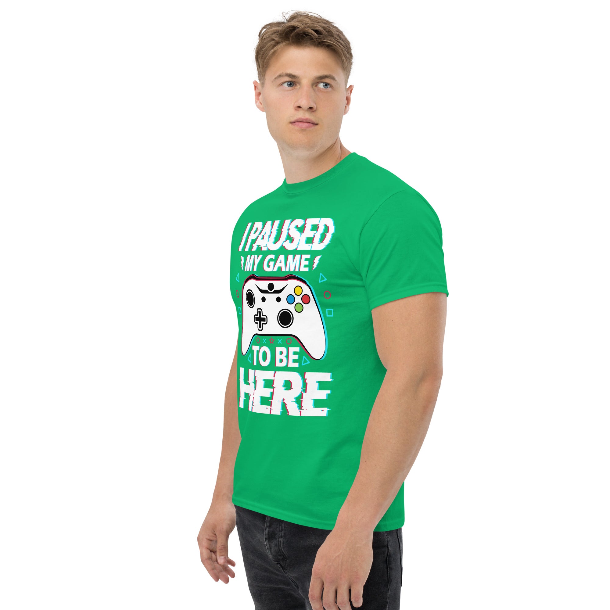 T-Shirt Unisex Stampata 100% Cotone – Confortevole – Design I'm Paused My Game To Be Here-Biiply