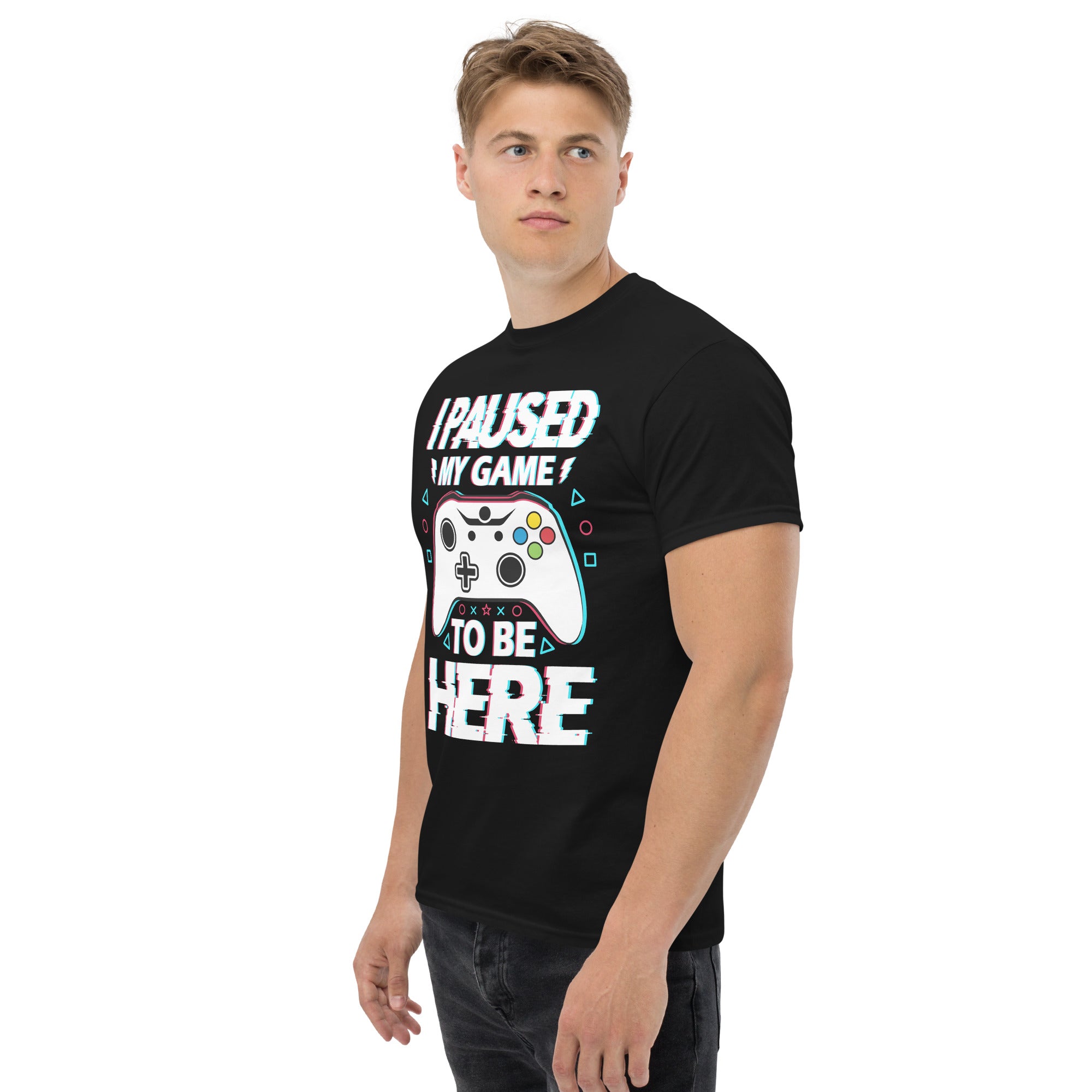 T-Shirt Unisex Stampata 100% Cotone – Confortevole – Design I'm Paused My Game To Be Here-Biiply