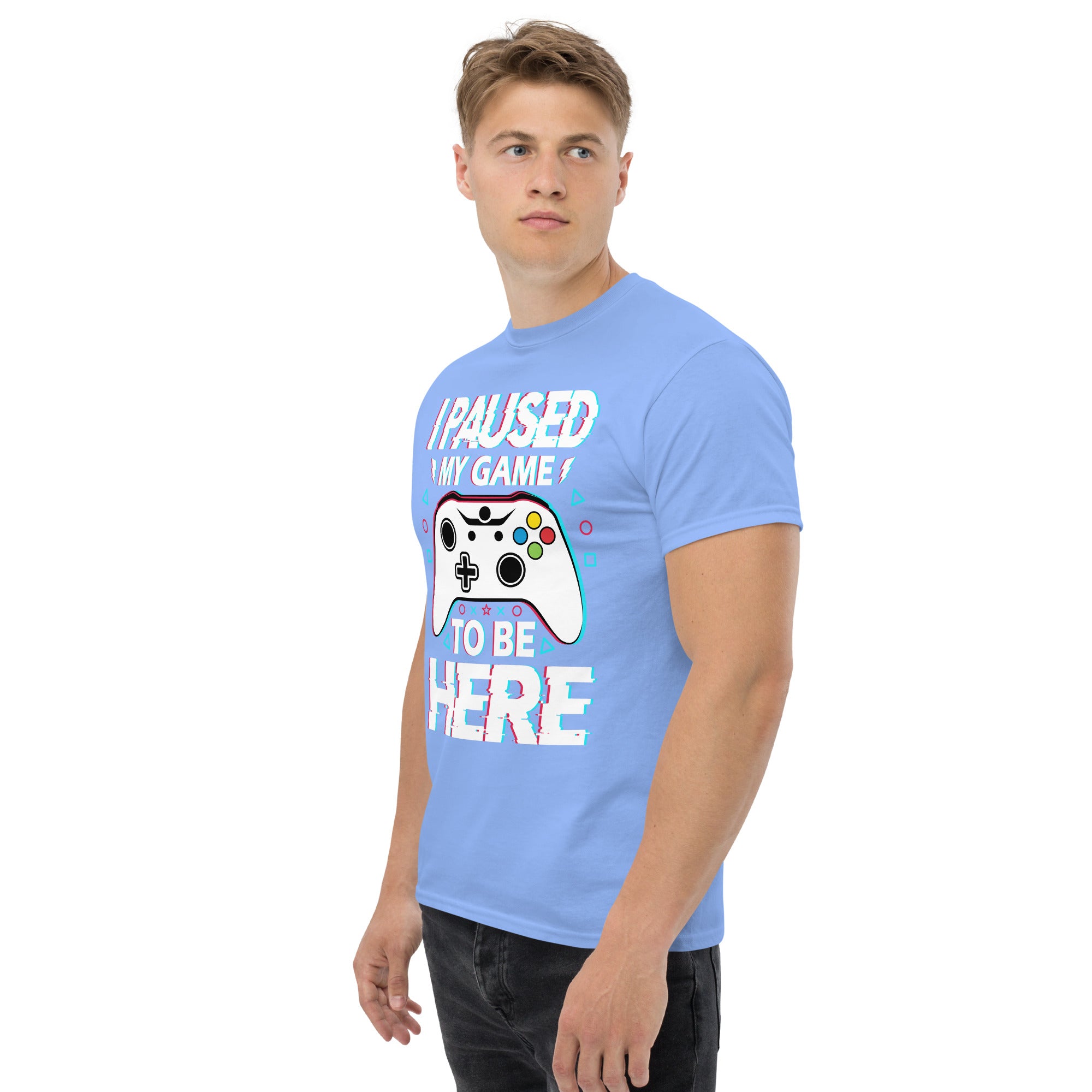 T-Shirt Unisex Stampata 100% Cotone – Confortevole – Design I'm Paused My Game To Be Here-Biiply