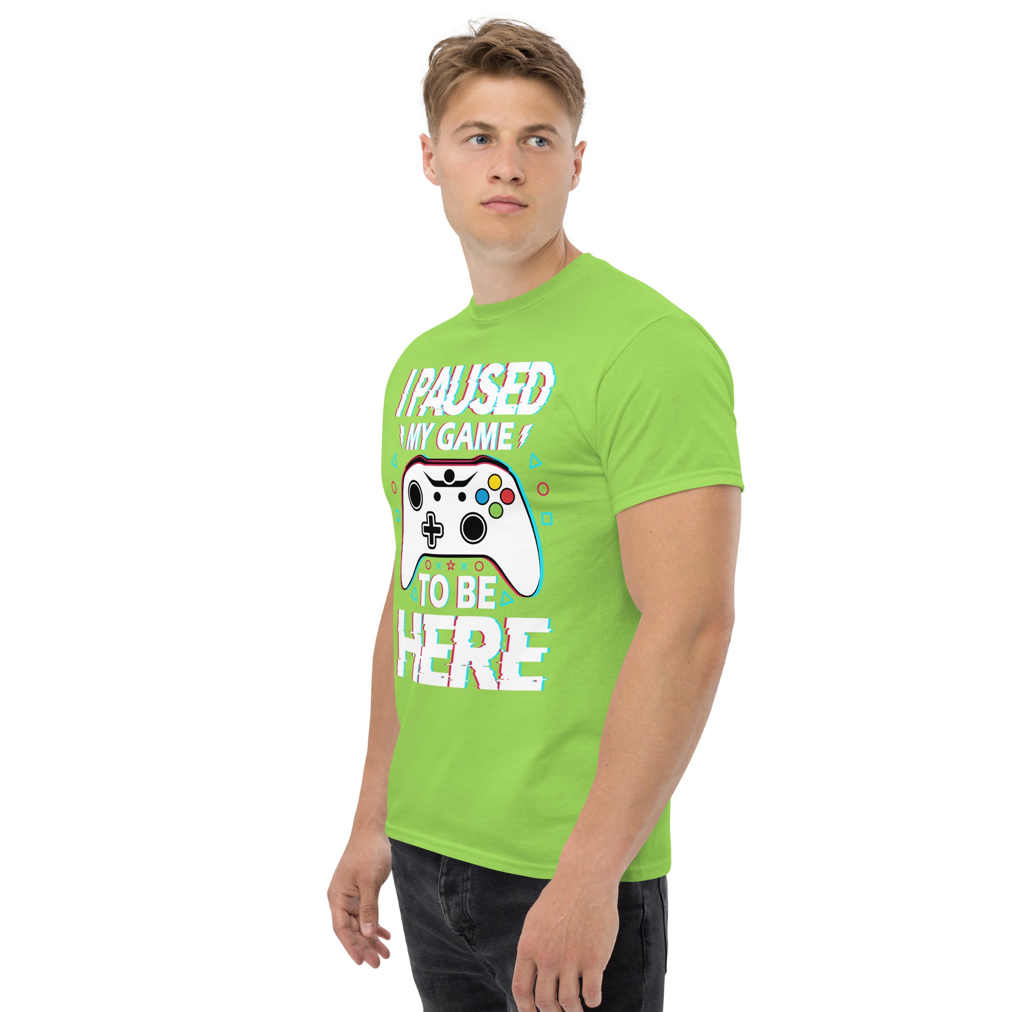 T-Shirt Unisex Stampata 100% Cotone – Confortevole – Design I'm Paused My Game To Be Here-Biiply