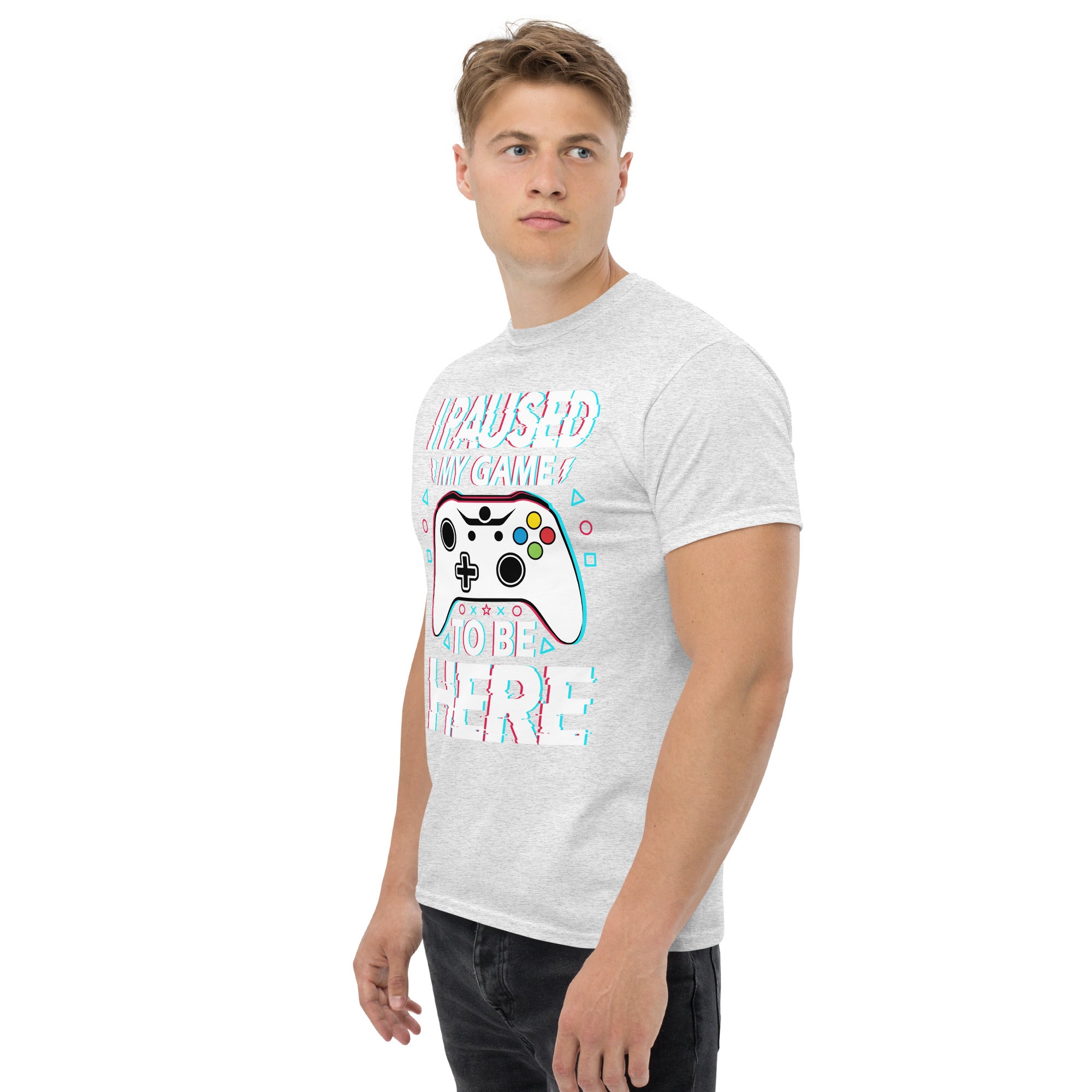 T-Shirt Unisex Stampata 100% Cotone – Confortevole – Design I'm Paused My Game To Be Here-Biiply