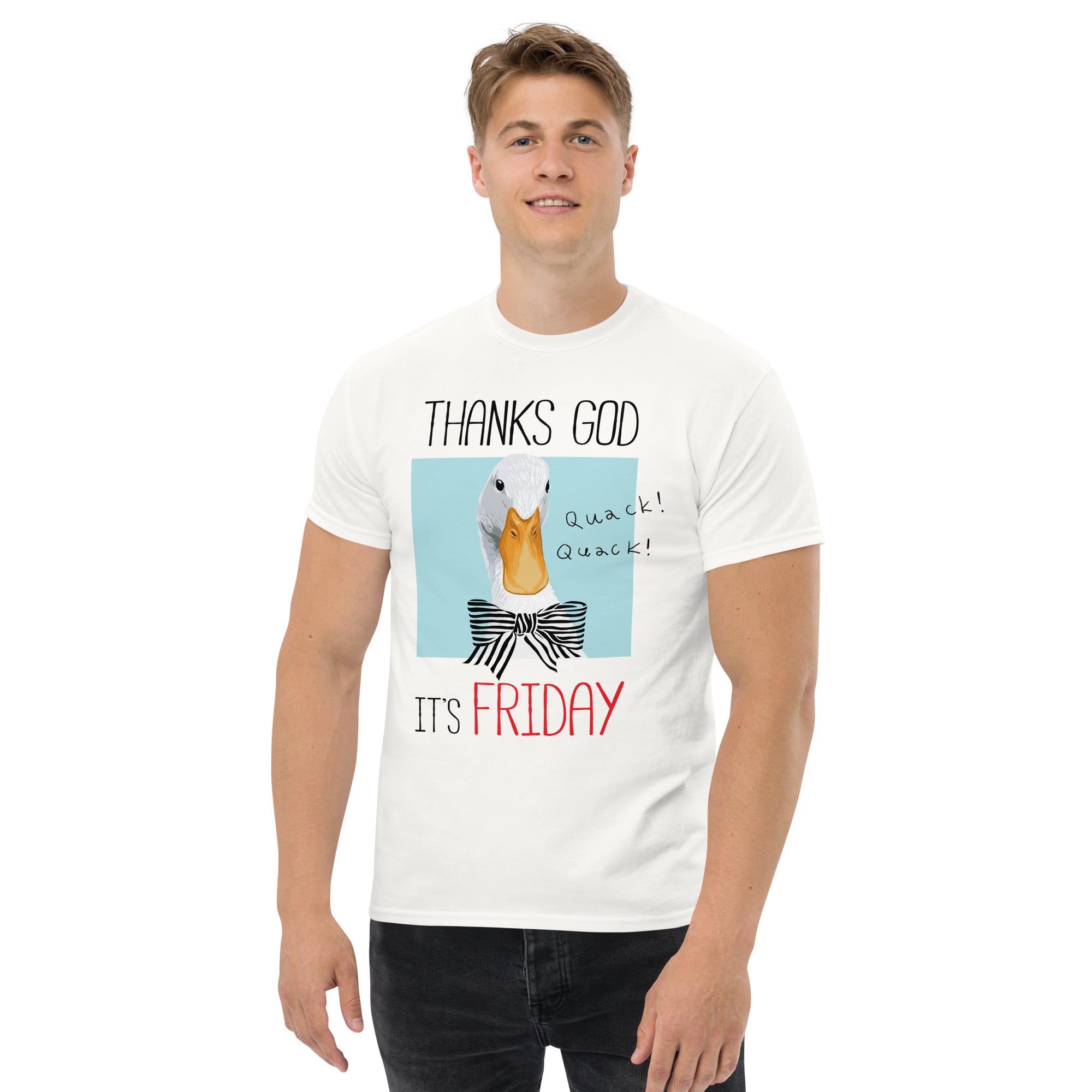 T-Shirt Unisex Stampata 100% Cotone – Confortevole – Design It's Friday Quack! Quack !-Biiply