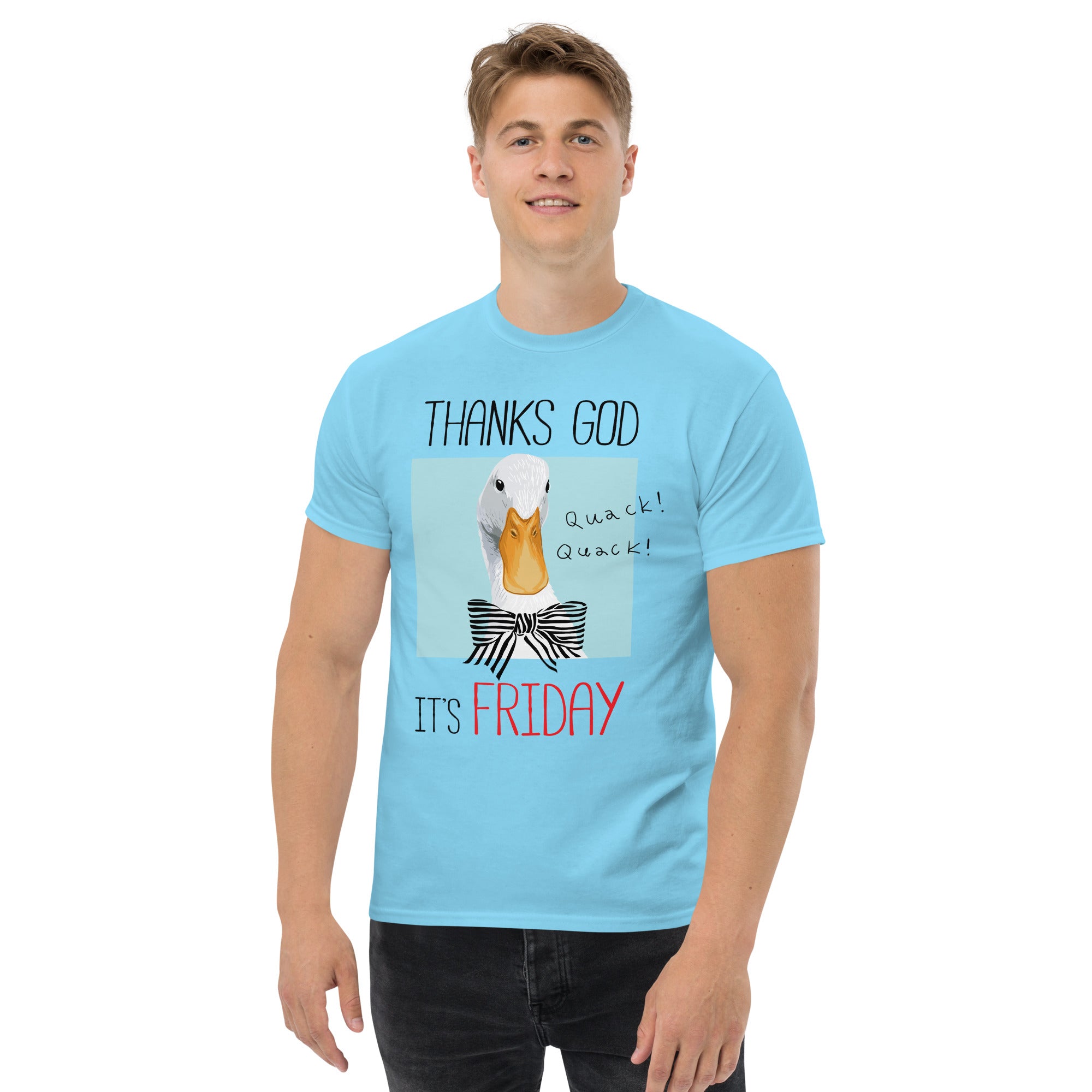T-Shirt Unisex Stampata 100% Cotone – Confortevole – Design It's Friday Quack! Quack !-Biiply