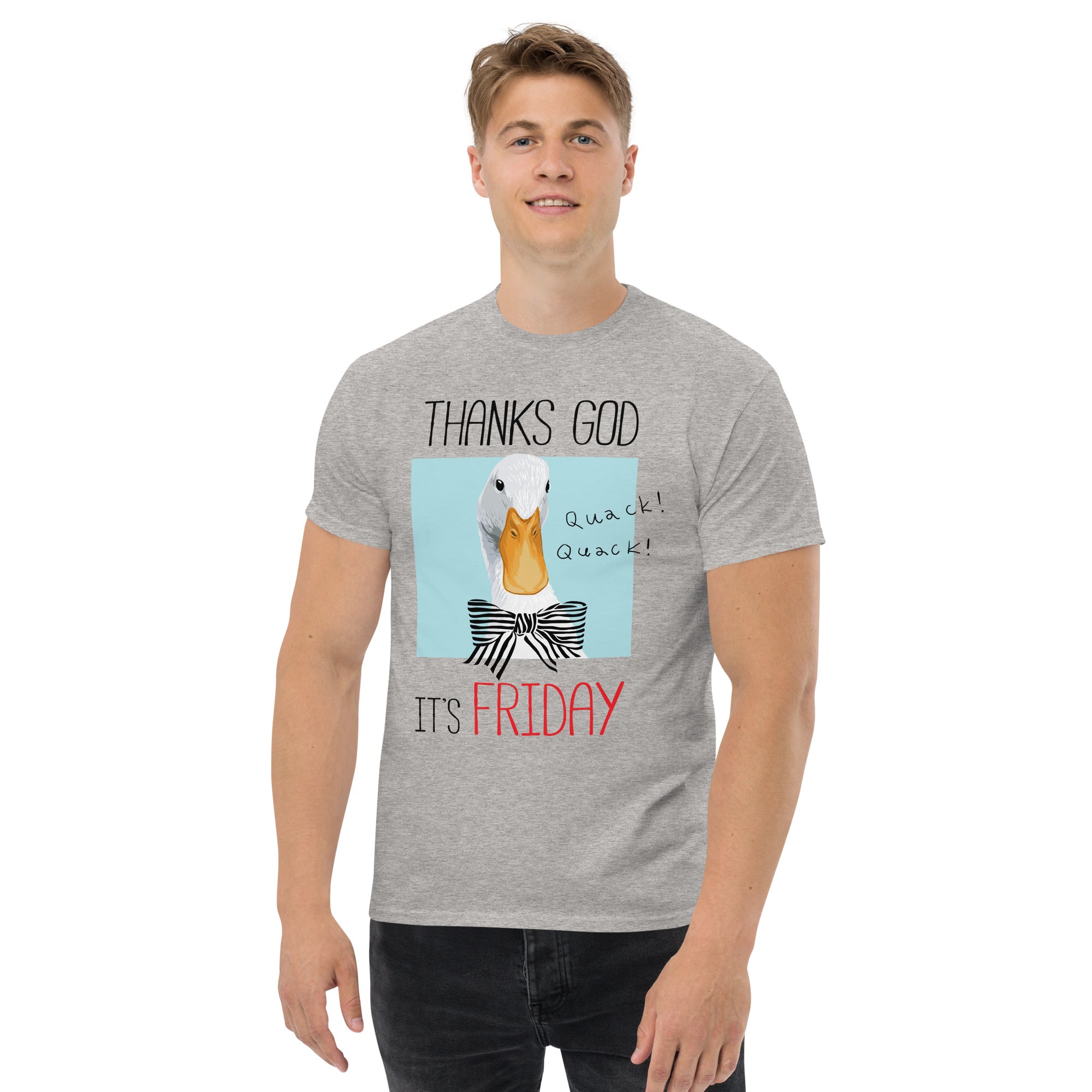 T-Shirt Unisex Stampata 100% Cotone – Confortevole – Design It's Friday Quack! Quack !-Biiply