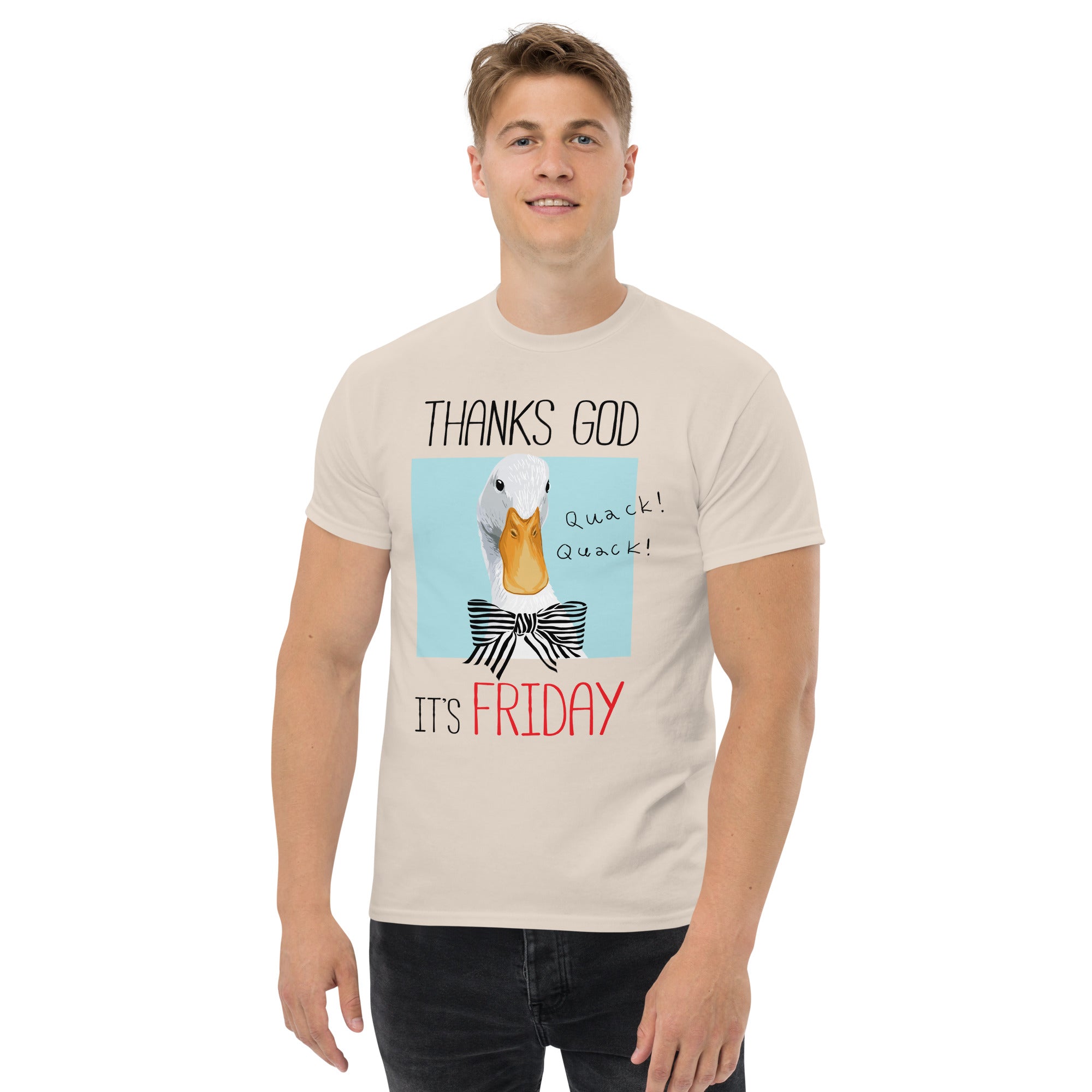 T-Shirt Unisex Stampata 100% Cotone – Confortevole – Design It's Friday Quack! Quack !-Biiply