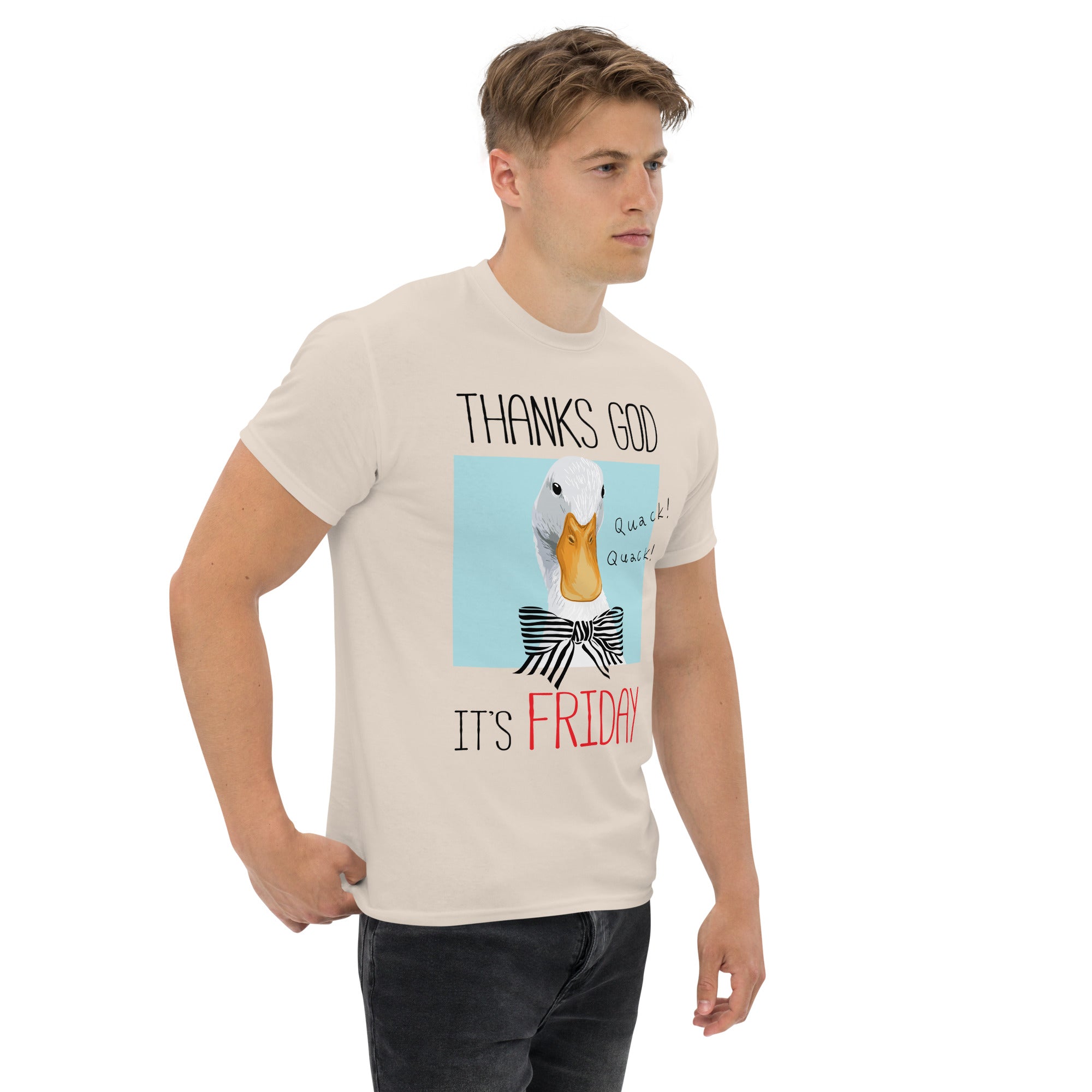 T-Shirt Unisex Stampata 100% Cotone – Confortevole – Design It's Friday Quack! Quack !-Biiply
