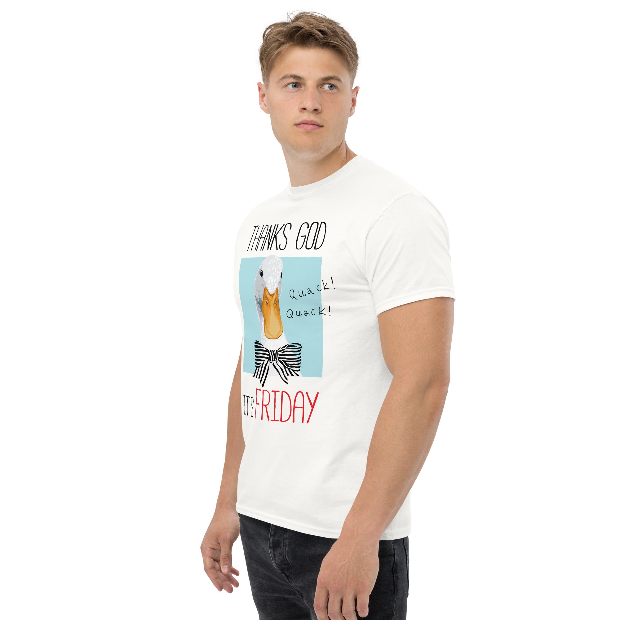 T-Shirt Unisex Stampata 100% Cotone – Confortevole – Design It's Friday Quack! Quack !-Biiply