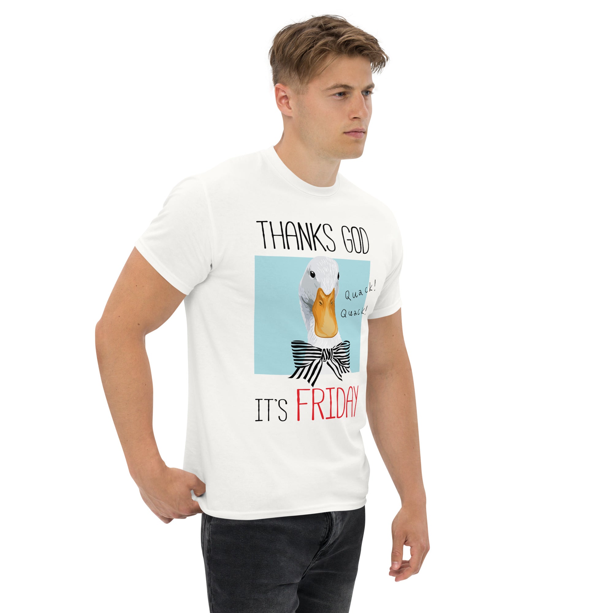 T-Shirt Unisex Stampata 100% Cotone – Confortevole – Design It's Friday Quack! Quack !-Biiply