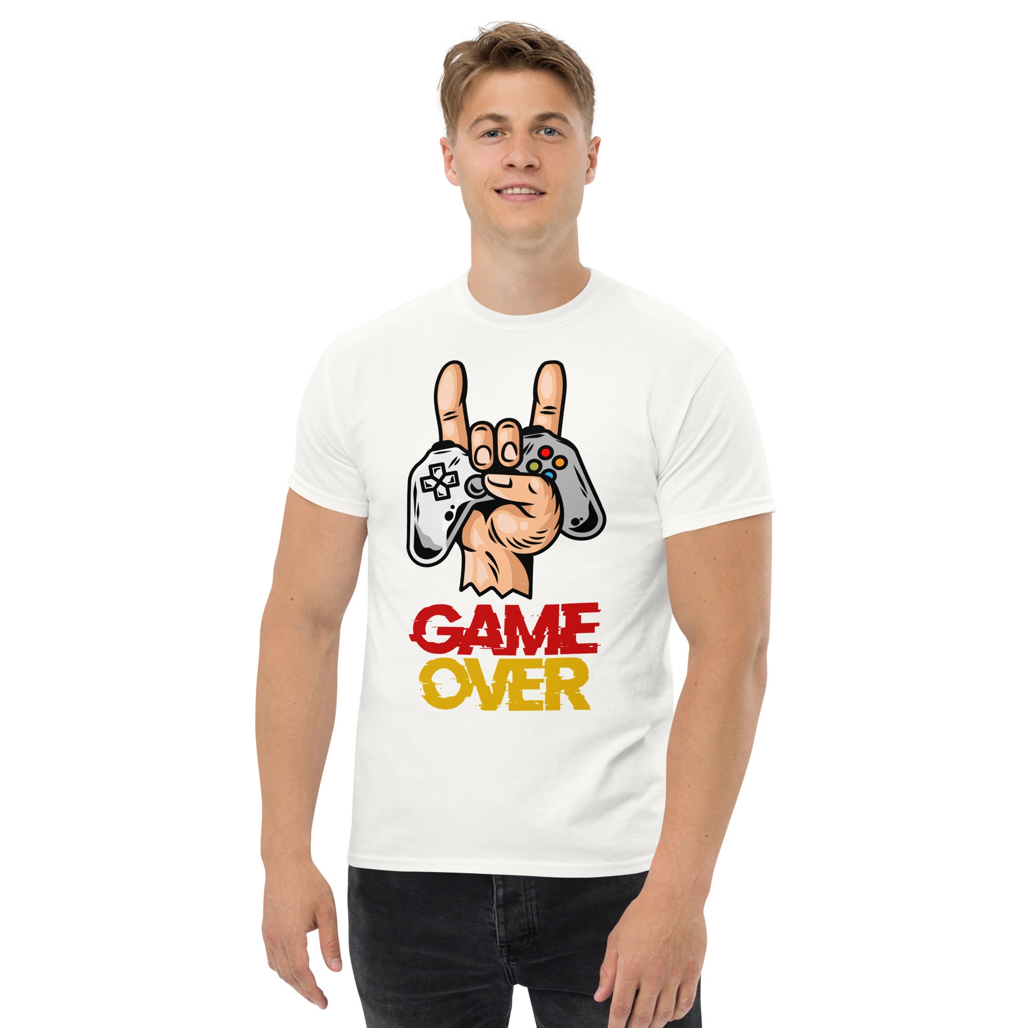 T-Shirt Unisex Stampata 100% Cotone – Confortevole – Design Joystick Game Over-Biiply