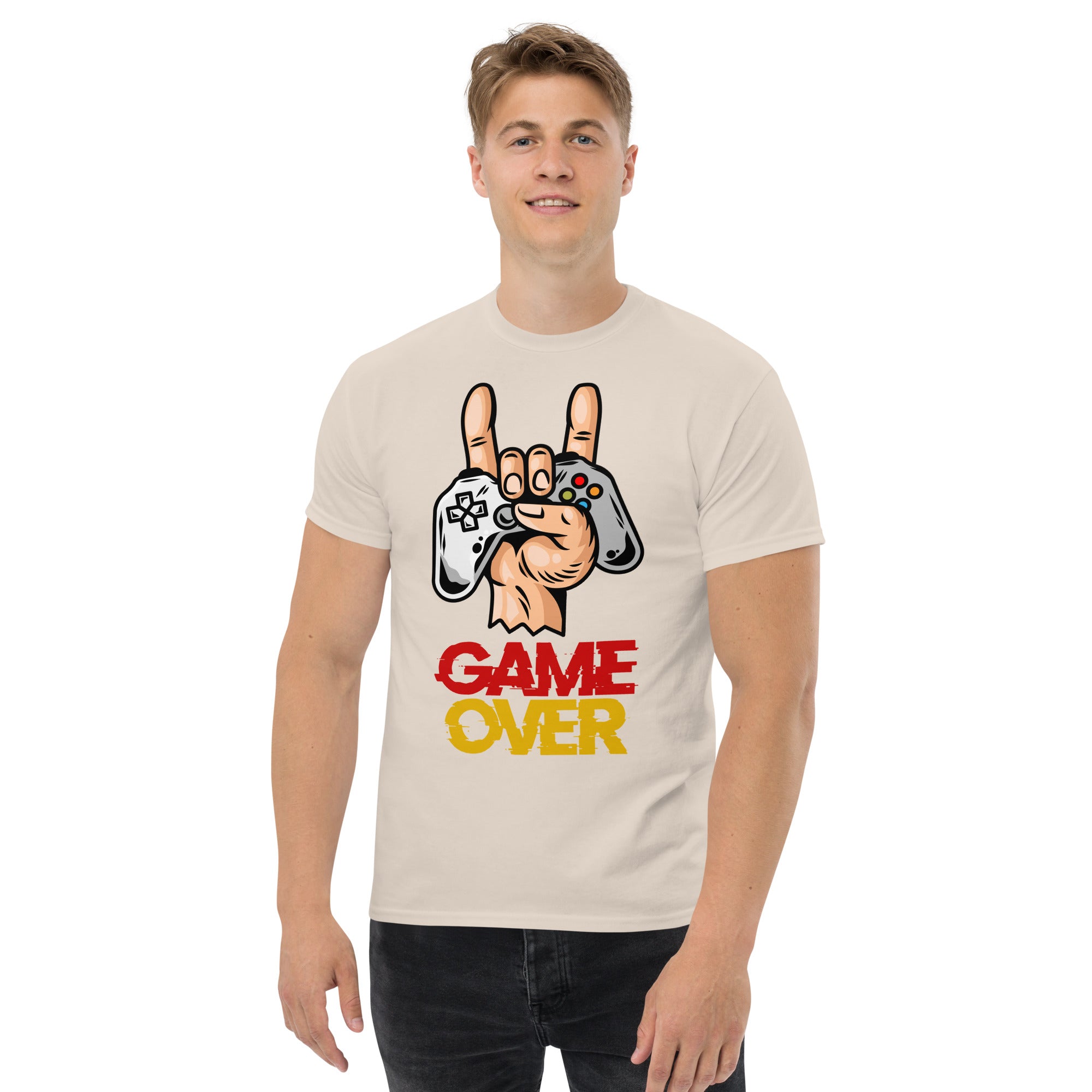 T-Shirt Unisex Stampata 100% Cotone – Confortevole – Design Joystick Game Over-Biiply