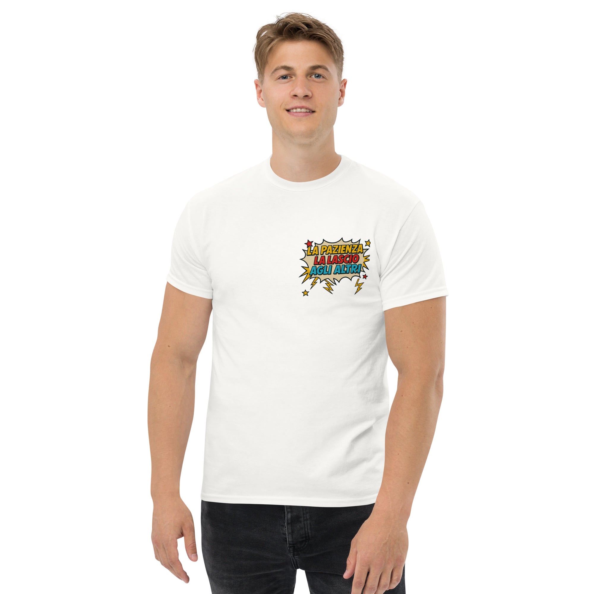 T-Shirt Unisex Stampata 100% Cotone – Confortevole – Design La pazienza la lascio agli altri-Biiply